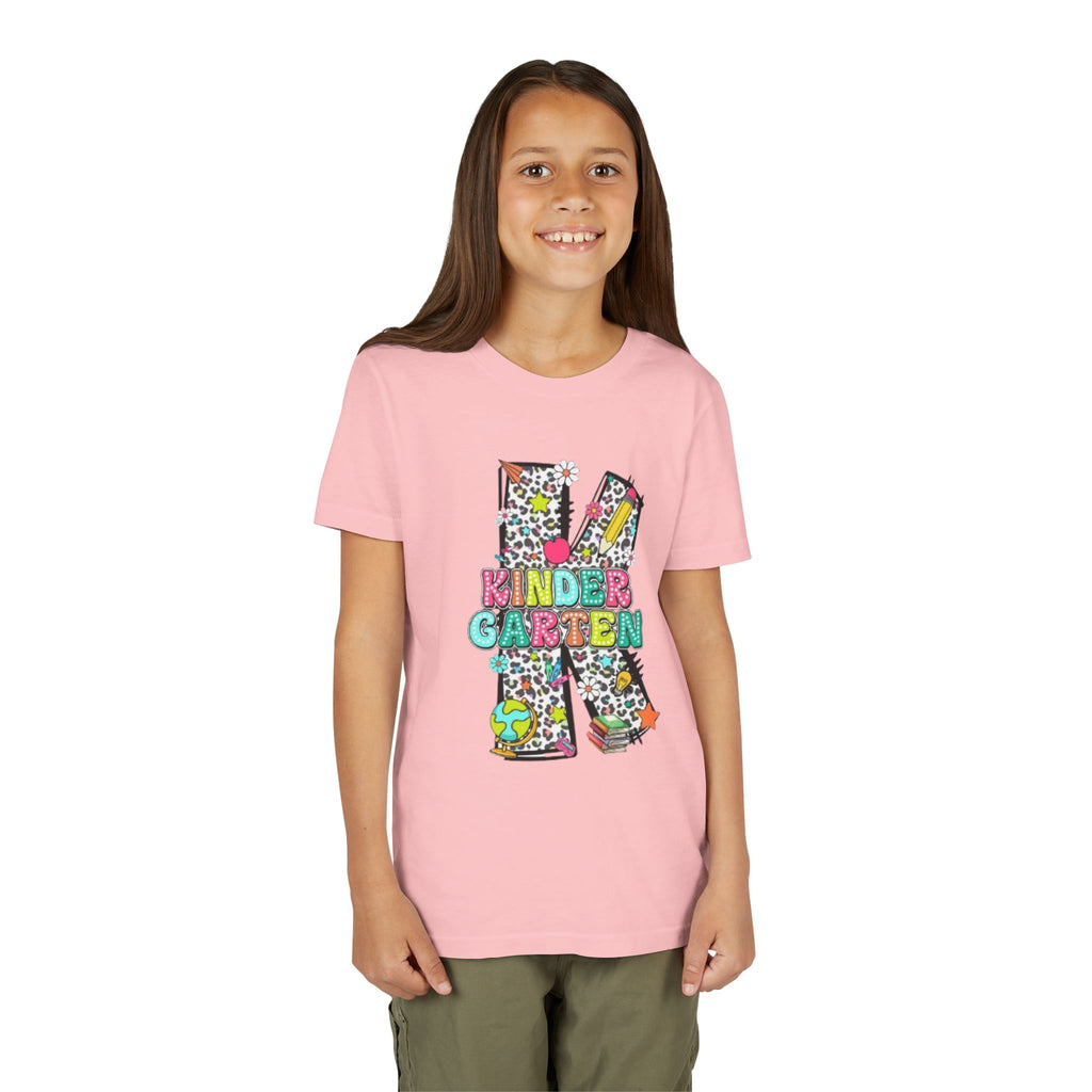 Kindergarten Letter K Youth Tee | Colorful School Kids Back to School Shirt