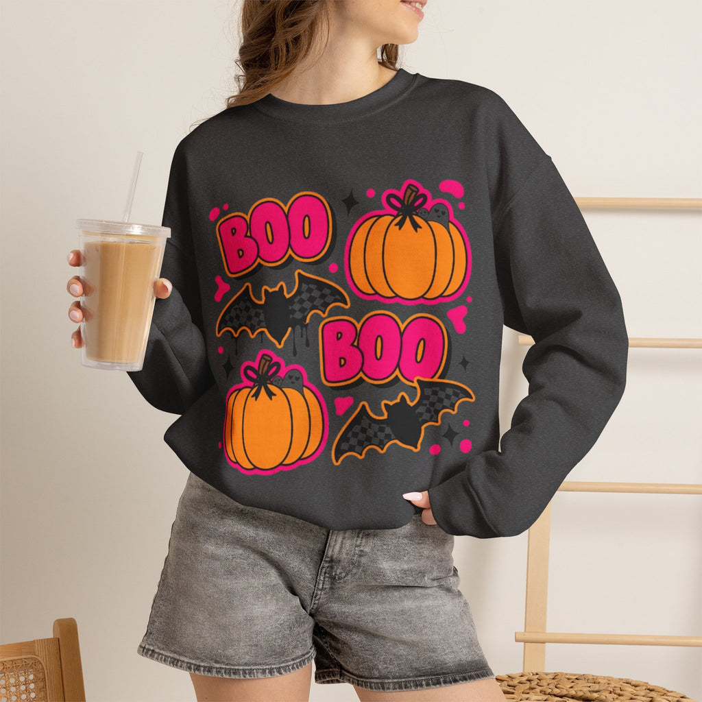 Halloween "Boo" Pumpkin & Bat Sweatshirt