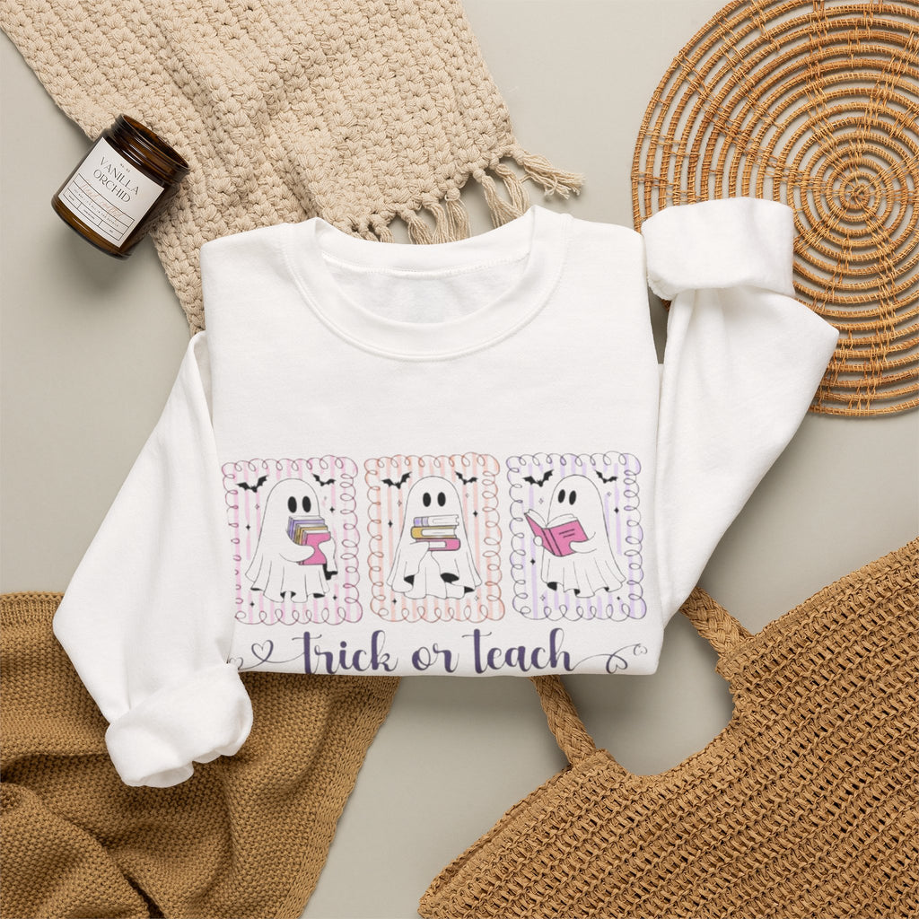 Halloween Crewneck Sweatshirt | Teacher "trick or teach" Graphic