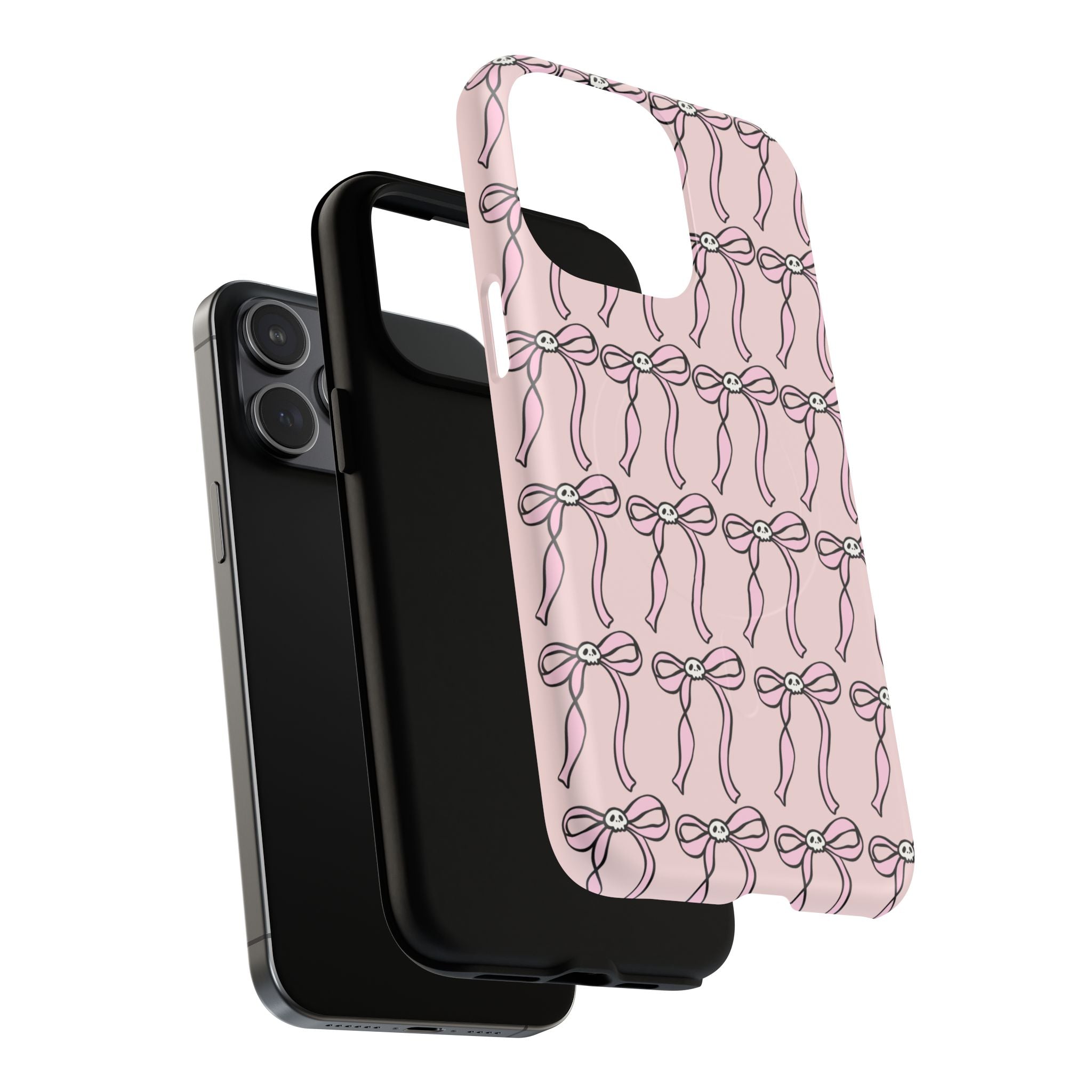 Magnetic Phone Case | Pink Skull Bows