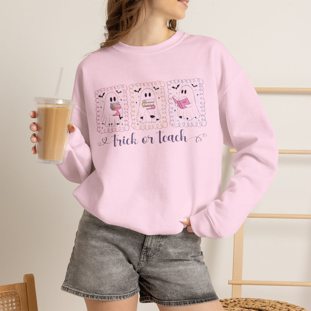 Halloween Crewneck Sweatshirt | Teacher "trick or teach" Graphic