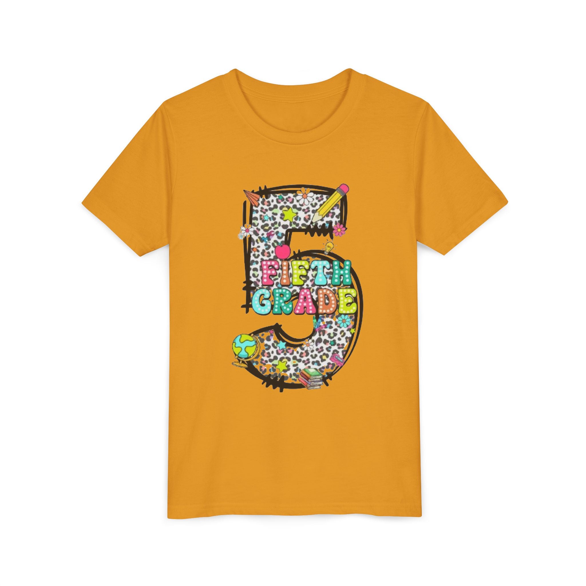 5th Grade Kids Shirt | Colorful Leopard Number 5 Back-to-School Tee