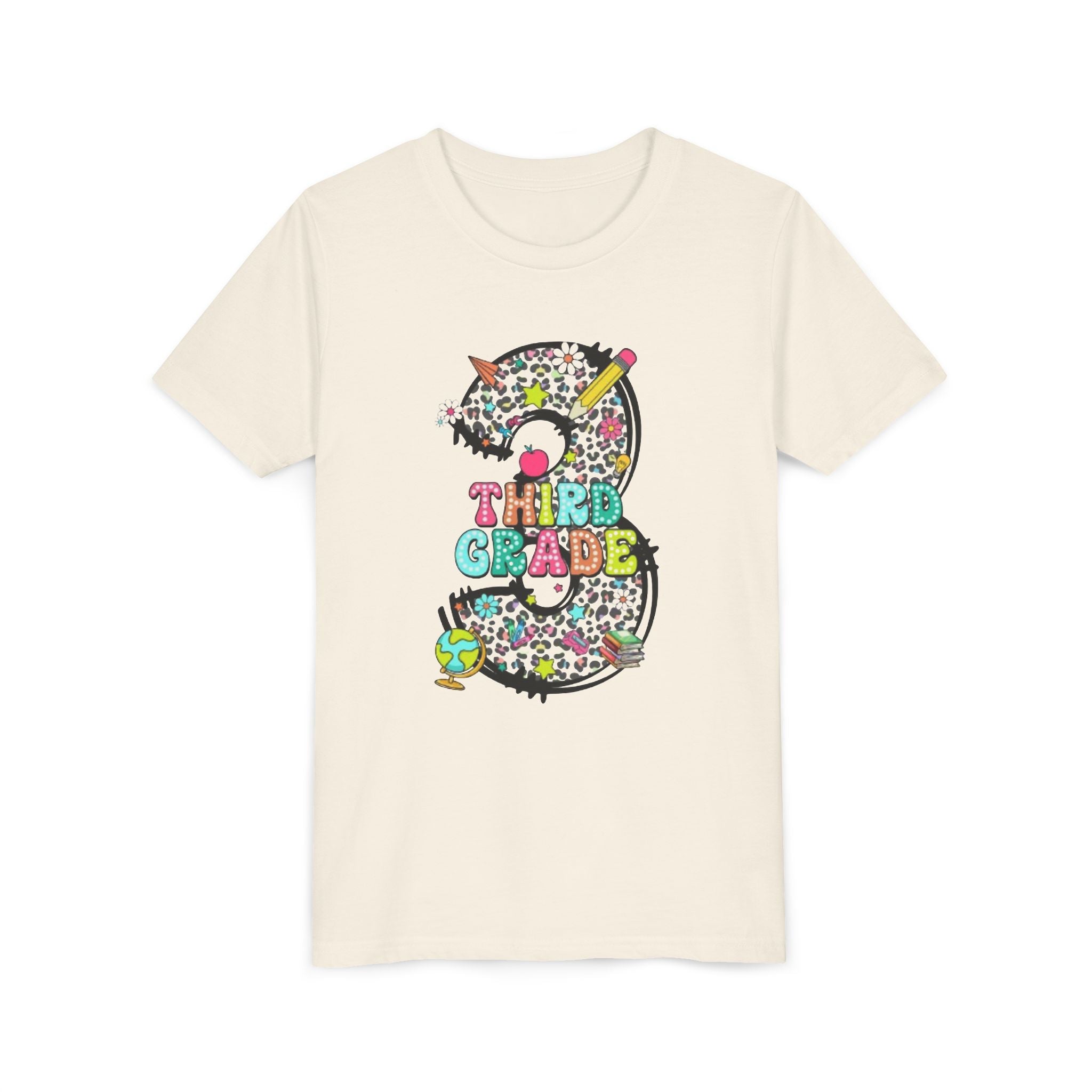 Third Grade Youth Tee | Colorful Number 3 Back-to-School Shirt