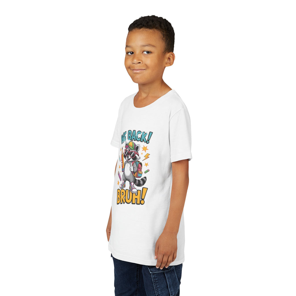 Youth Tee  | Cool Raccoon "We Back! Bruh!" Graphic Shirt