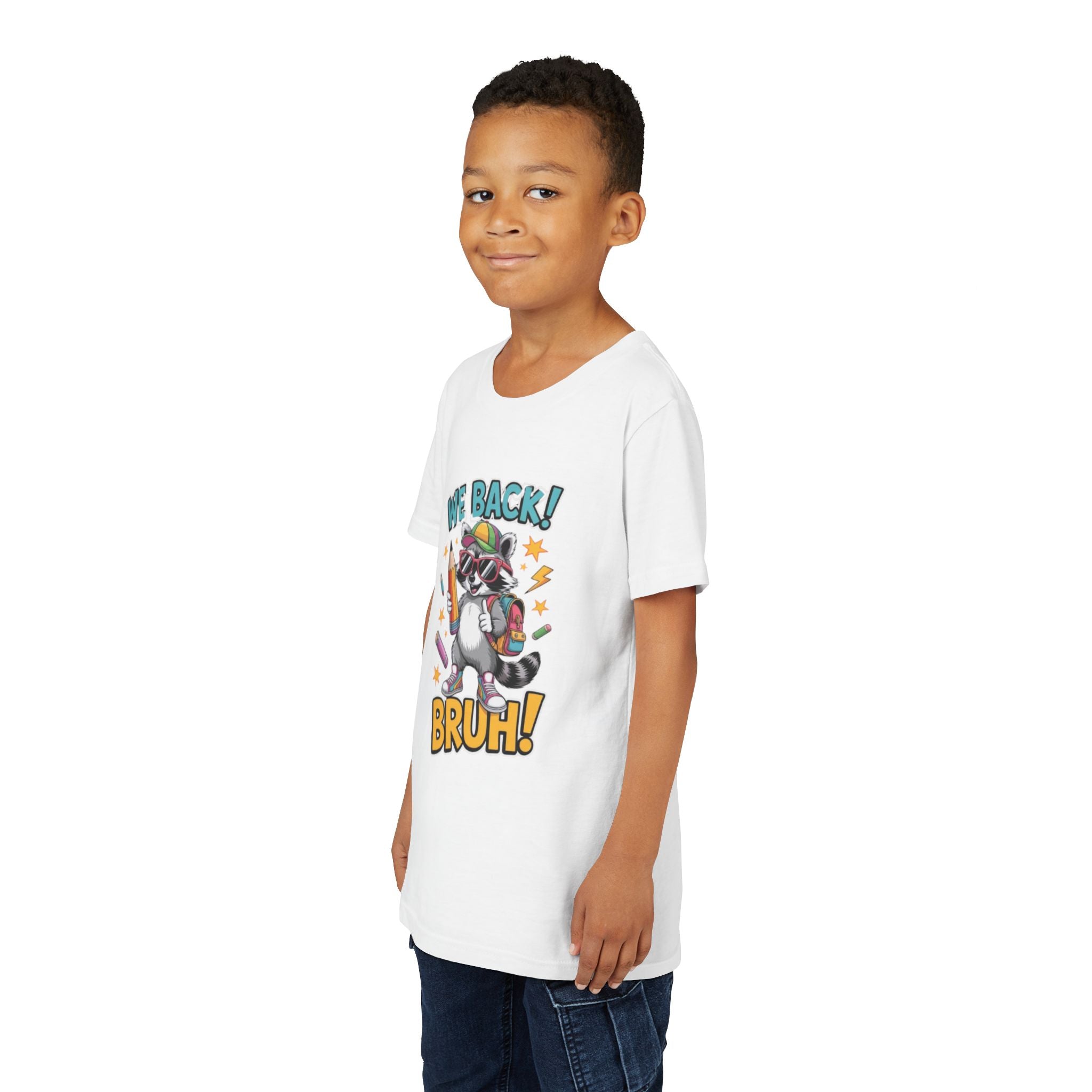 Youth Tee  | Cool Raccoon "We Back! Bruh!" Graphic Shirt