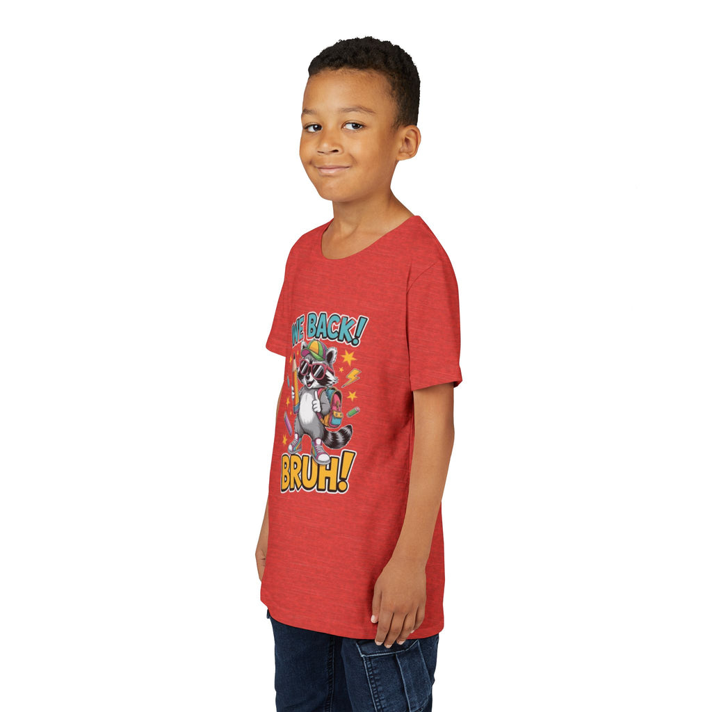 Youth Tee  | Cool Raccoon "We Back! Bruh!" Graphic Shirt