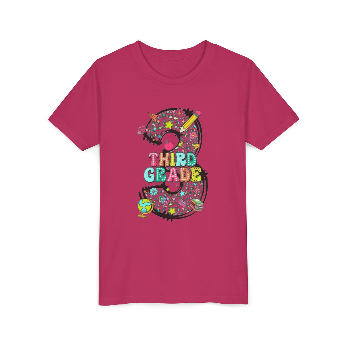 Third Grade Youth Tee | Colorful Number 3 Back-to-School Shirt