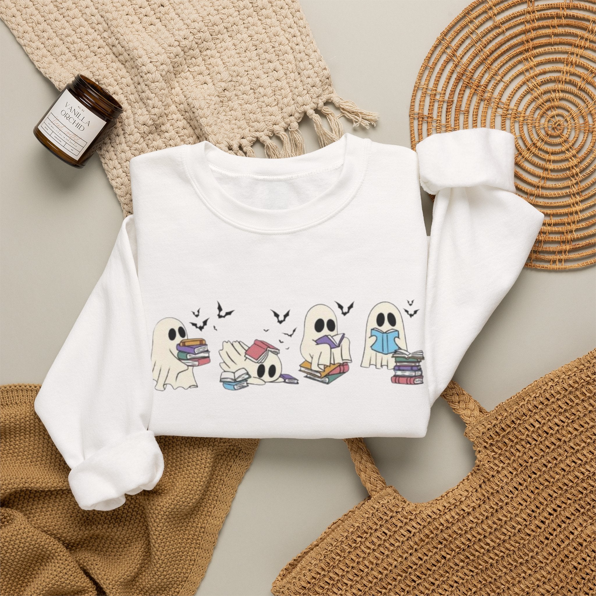 Ghost Book Reading Graphic Crewneck