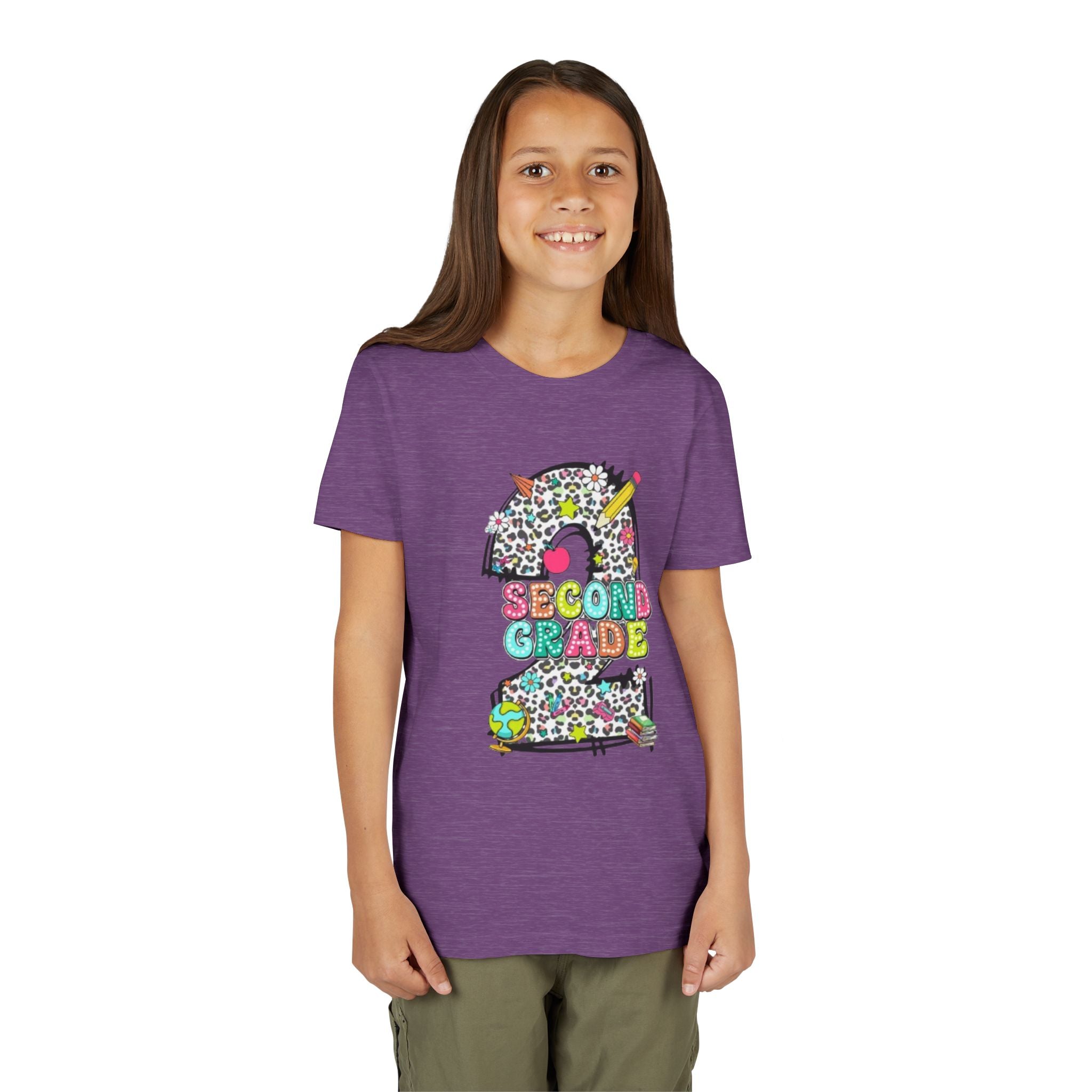 Second Grade Number 2 Kids T-Shirt | Colorful School Supplies Design