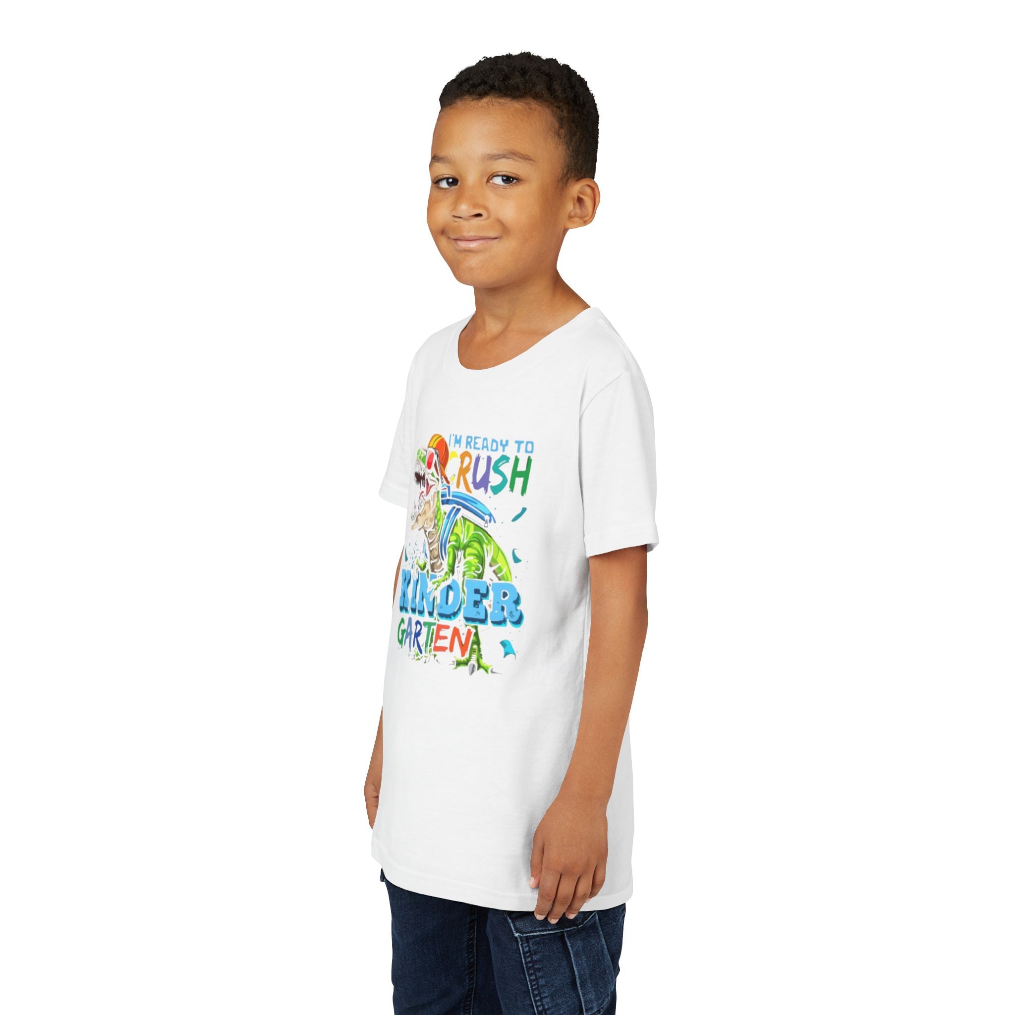 Youth T-Shirt | "I'm Ready to Crush Kindergarten" Dinosaur Back-to-School Tee