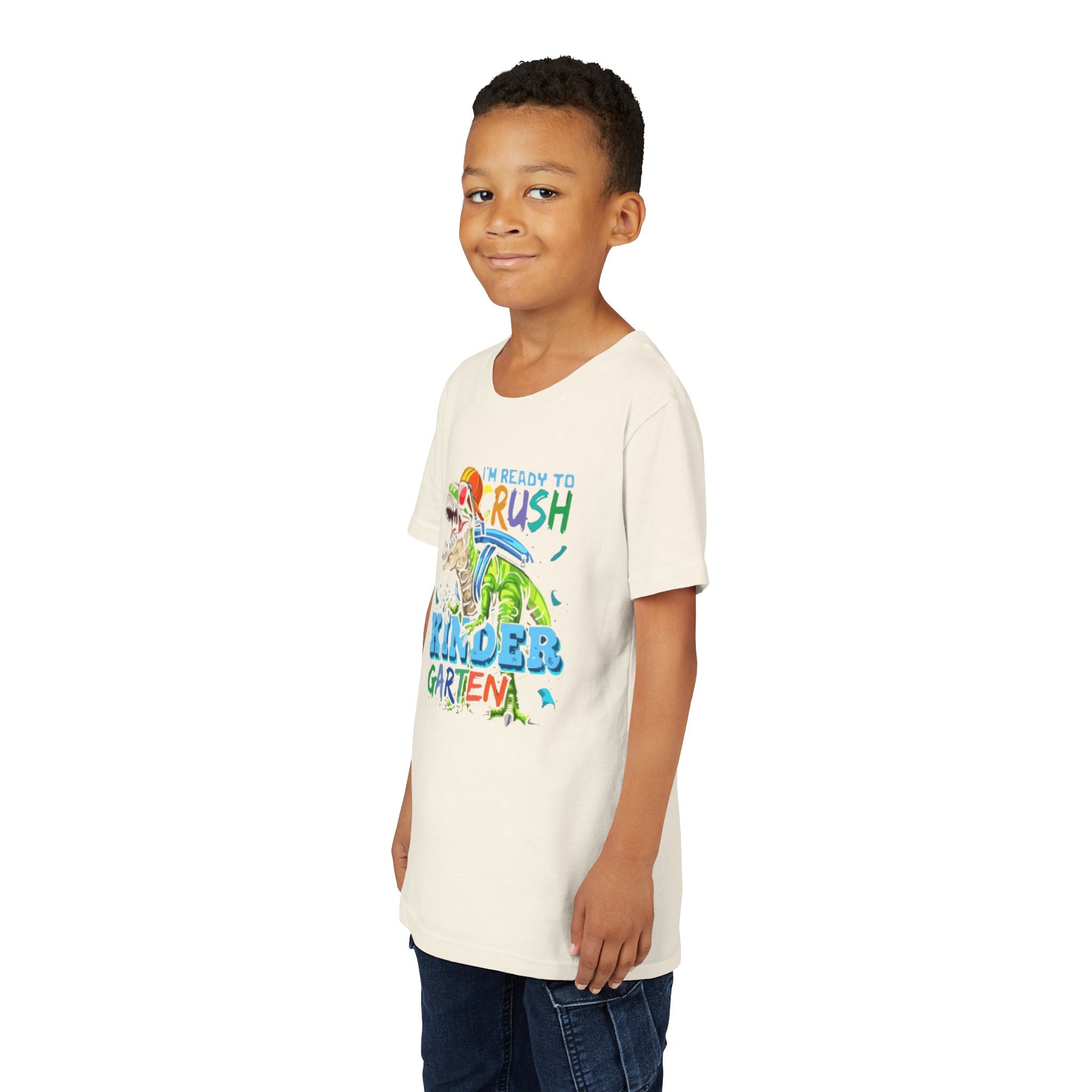 Youth T-Shirt | "I'm Ready to Crush Kindergarten" Dinosaur Back-to-School Tee