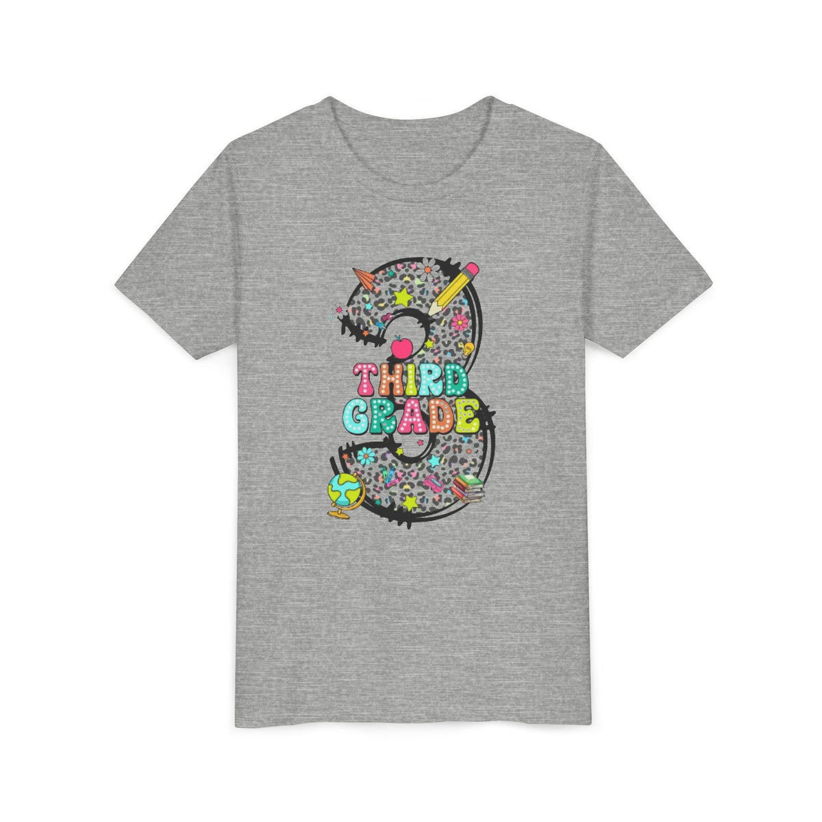 Third Grade Youth Tee | Colorful Number 3 Back-to-School Shirt