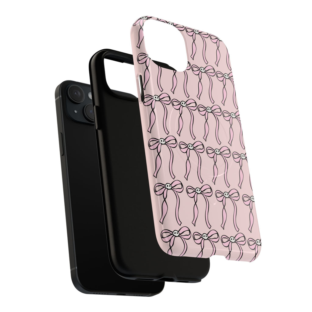 Magnetic Phone Case | Pink Skull Bows