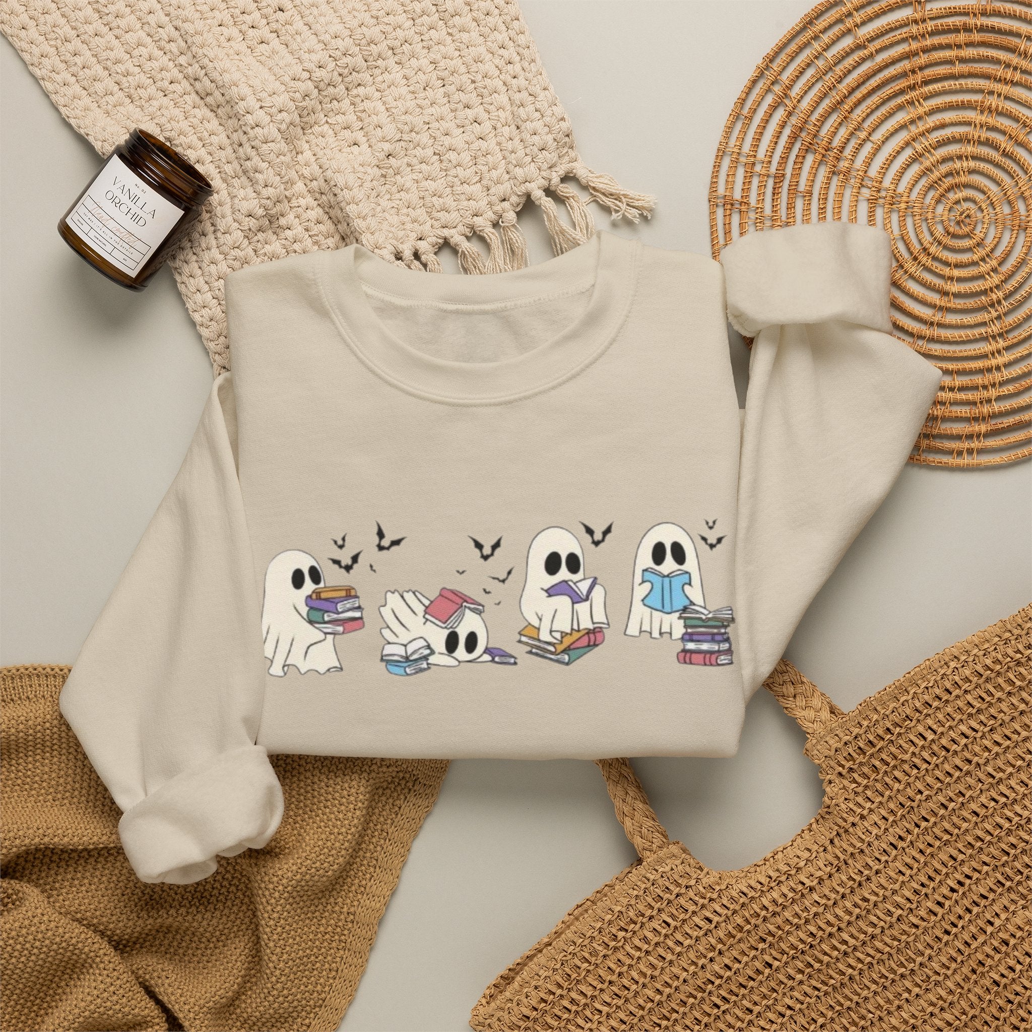 Ghost Book Reading Graphic Crewneck