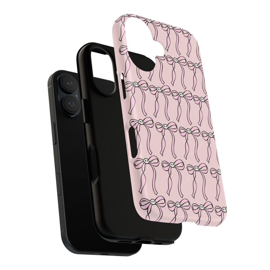 Magnetic Phone Case | Pink Skull Bows