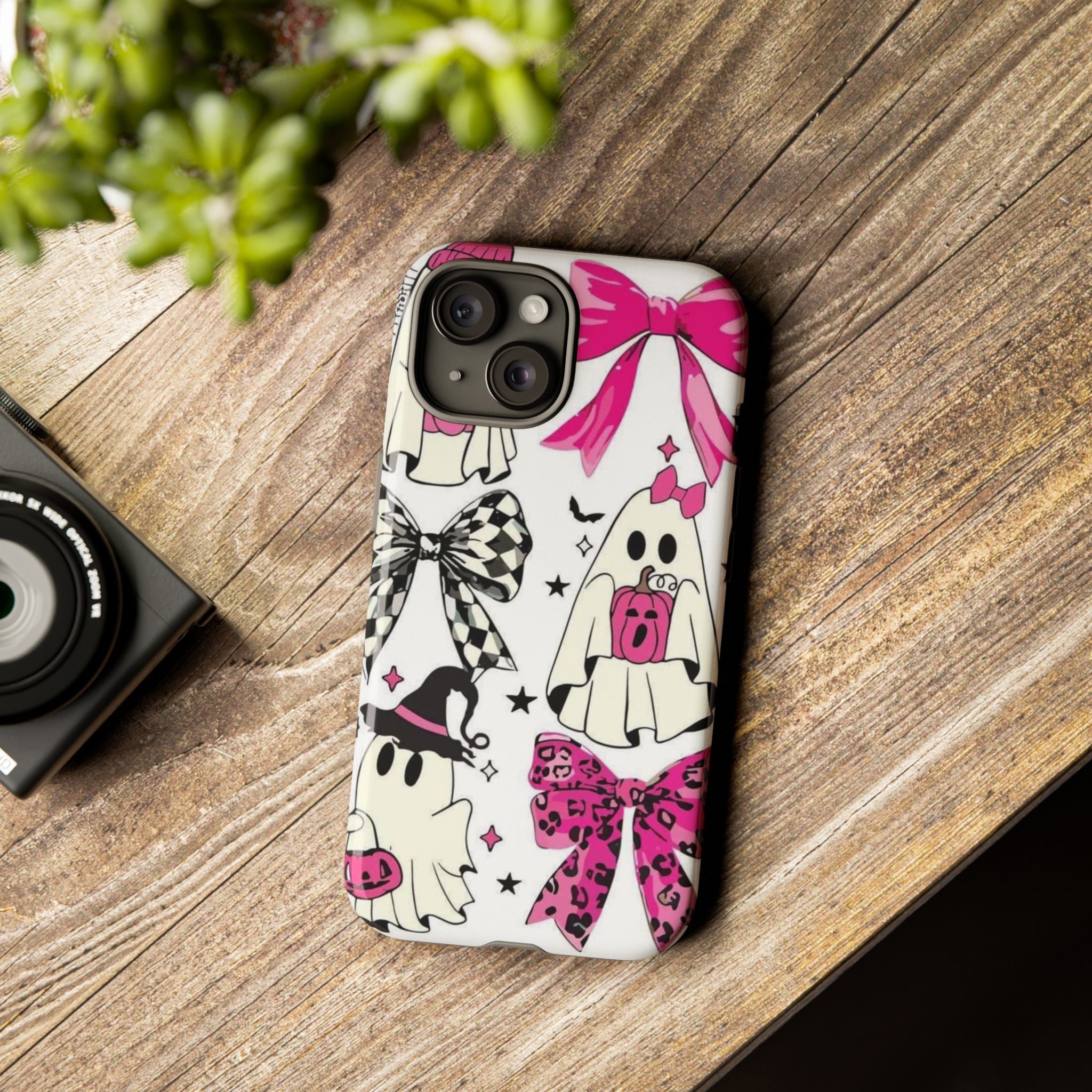 Phone Case | Cute Pink Ghosts & Bows Halloween Pattern