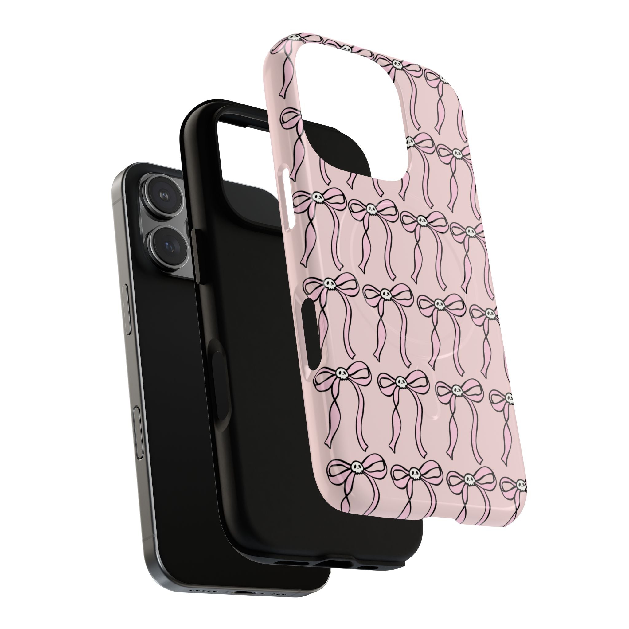 Magnetic Phone Case | Pink Skull Bows