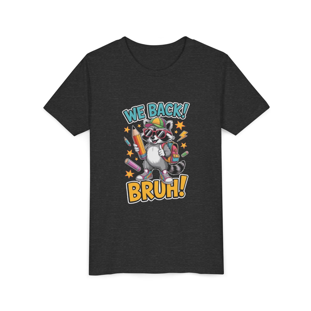 Youth Tee  | Cool Raccoon "We Back! Bruh!" Graphic Shirt