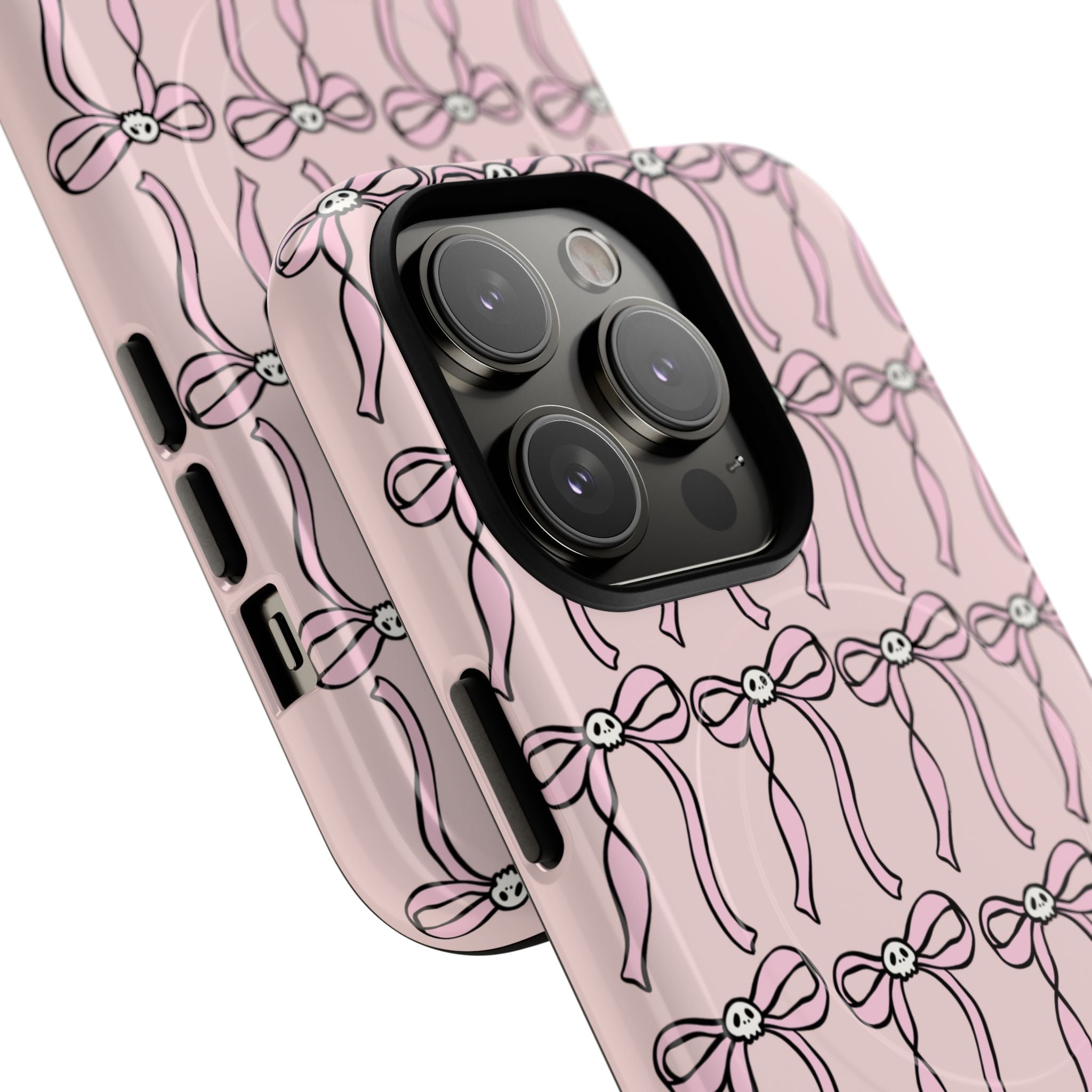 Magnetic Phone Case | Pink Skull Bows