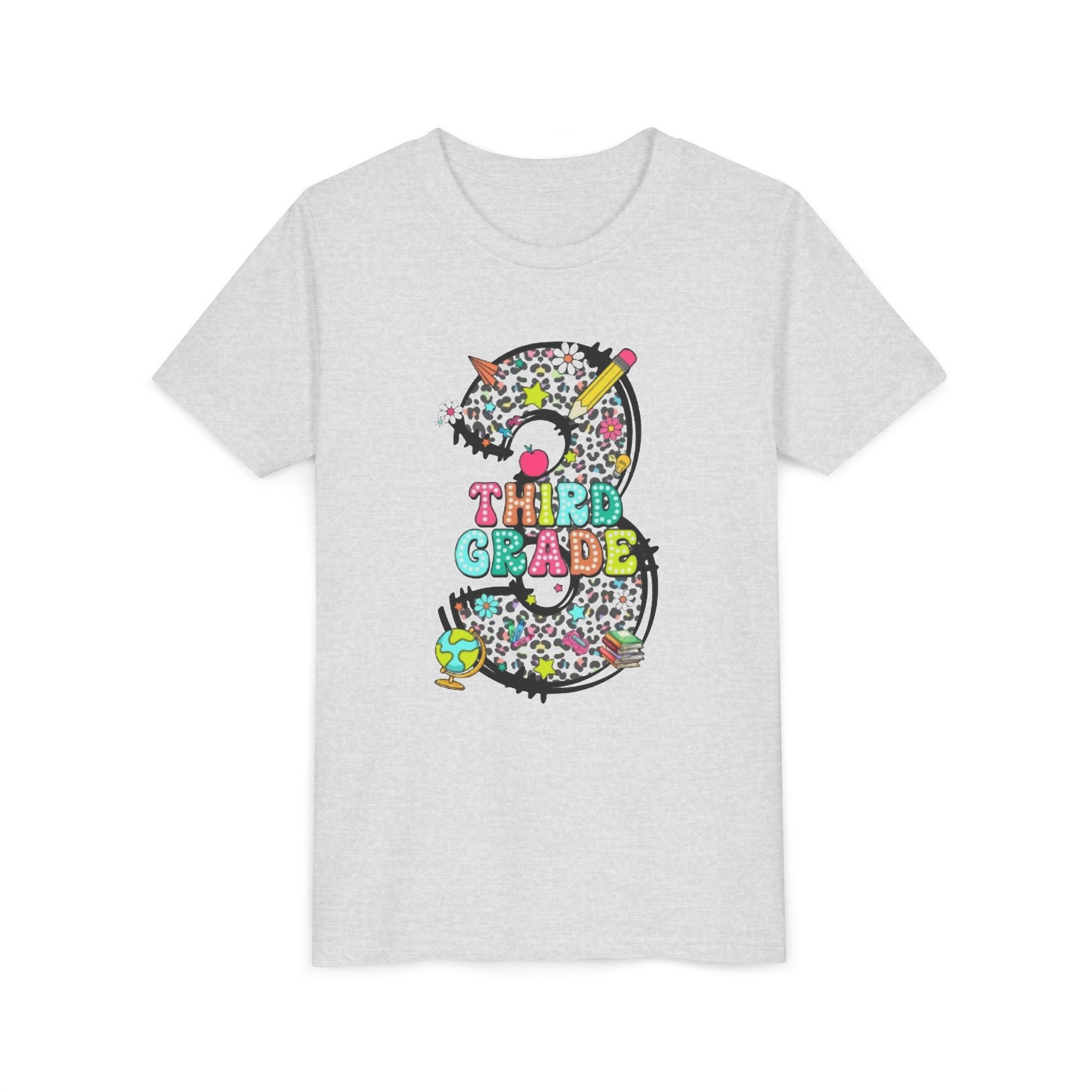 Third Grade Youth Tee | Colorful Number 3 Back-to-School Shirt