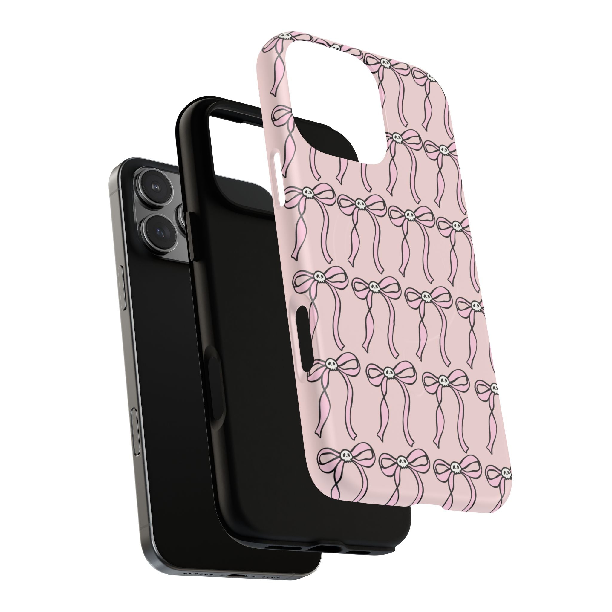 Magnetic Phone Case | Pink Skull Bows