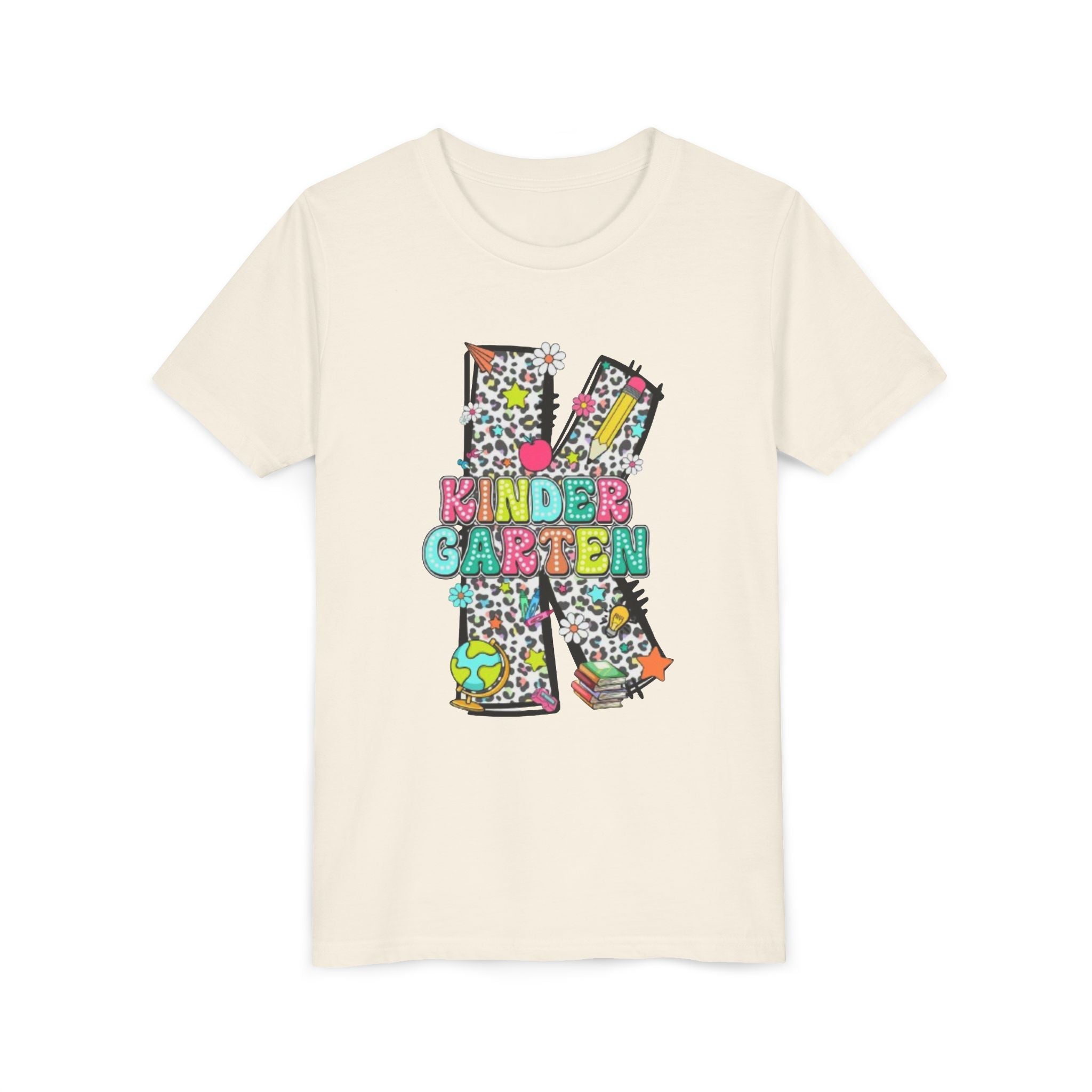 Kindergarten Letter K Youth Tee | Colorful School Kids Back to School Shirt