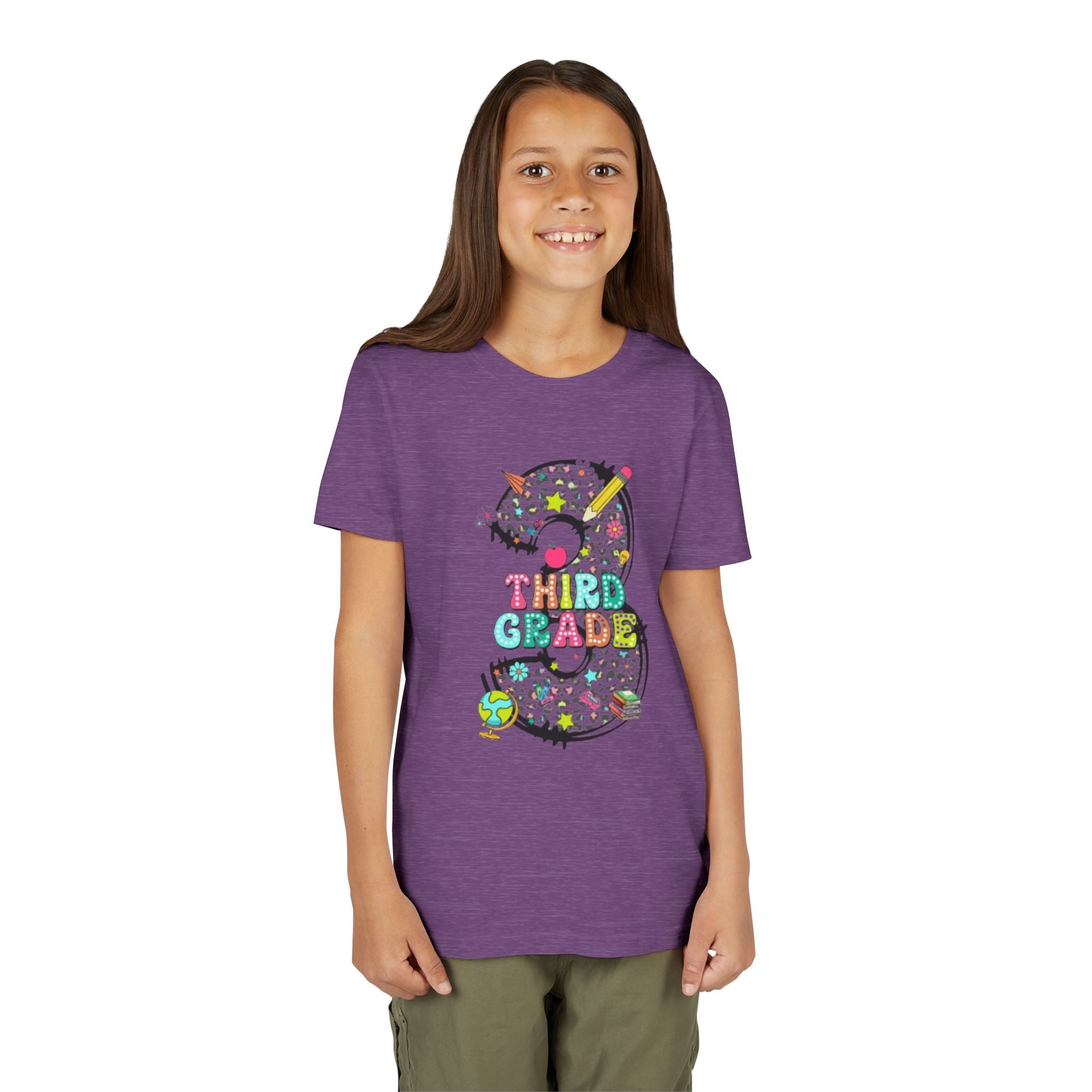 Third Grade Youth Tee | Colorful Number 3 Back-to-School Shirt
