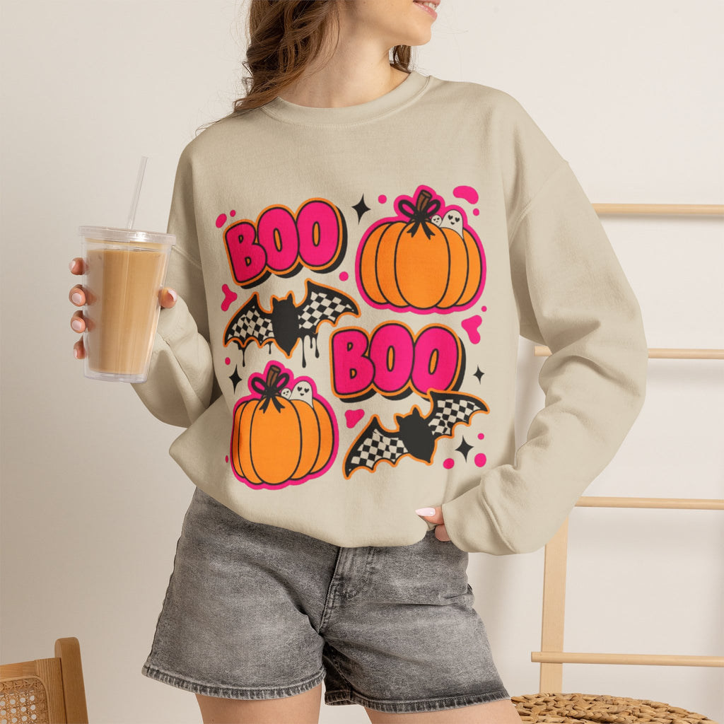 Halloween "Boo" Pumpkin & Bat Sweatshirt