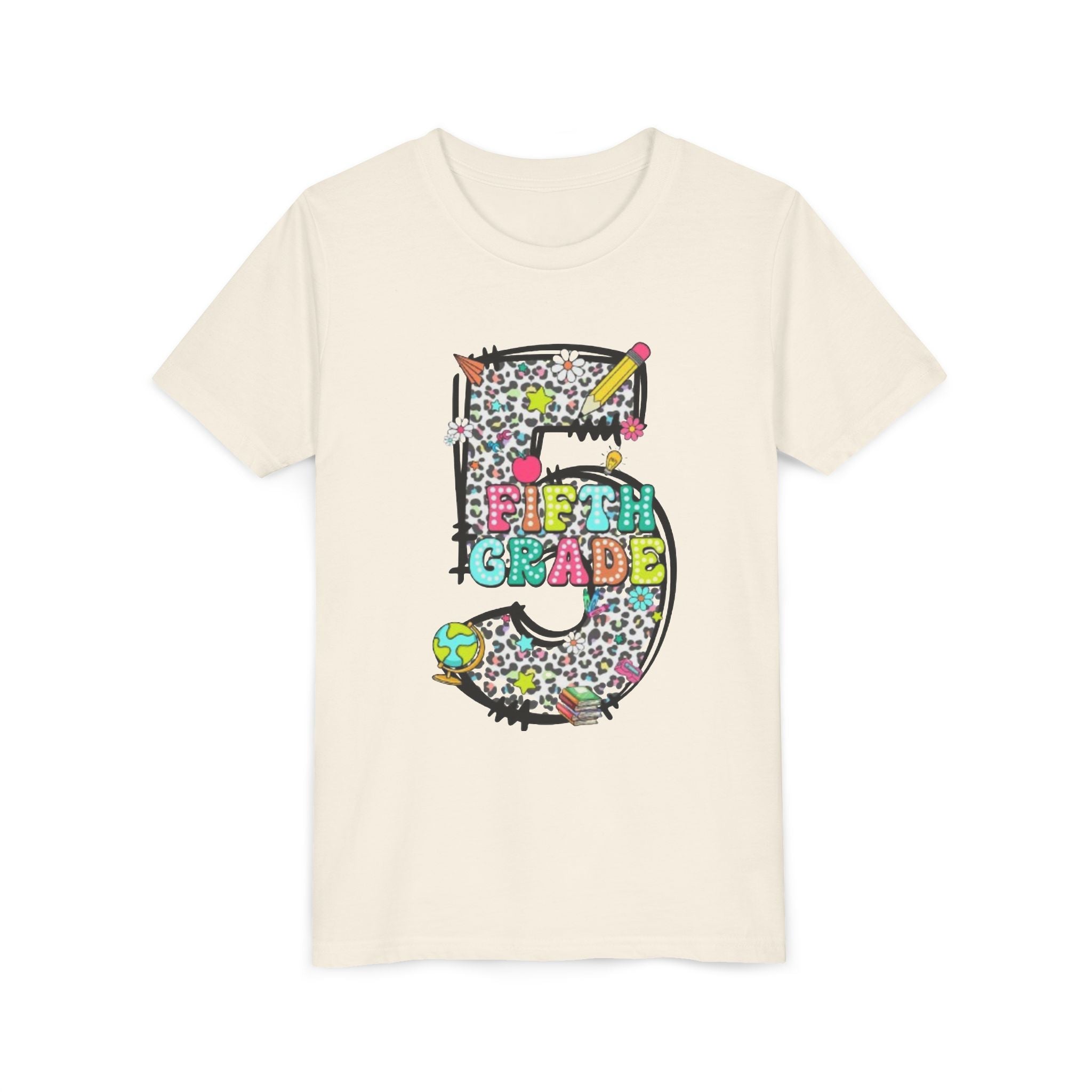 5th Grade Kids Shirt | Colorful Leopard Number 5 Back-to-School Tee