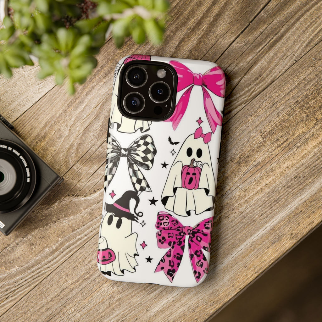Phone Case | Cute Pink Ghosts & Bows Halloween Pattern