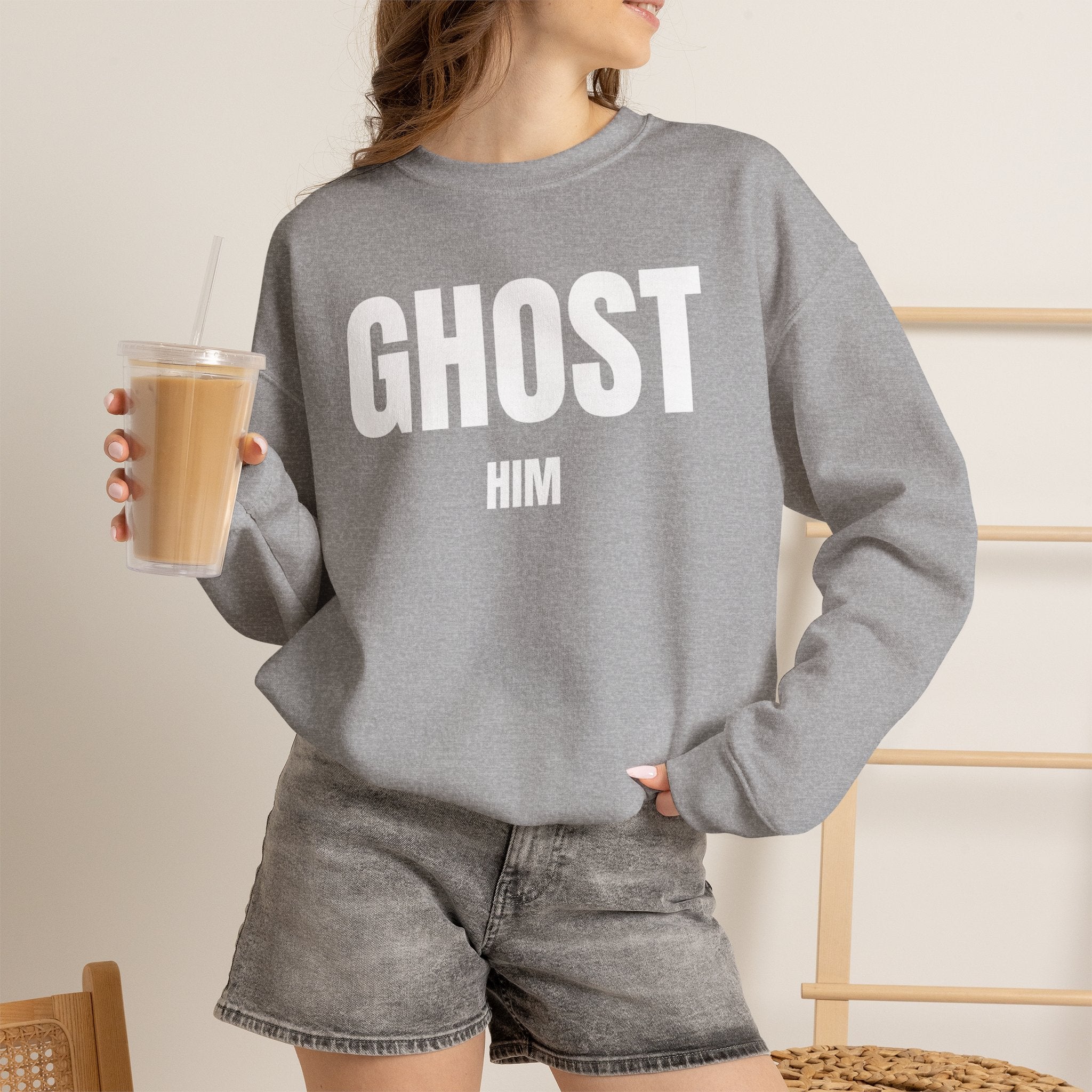 Ghost Him Crewneck Sweatshirt | Bold Halloween/Graphic