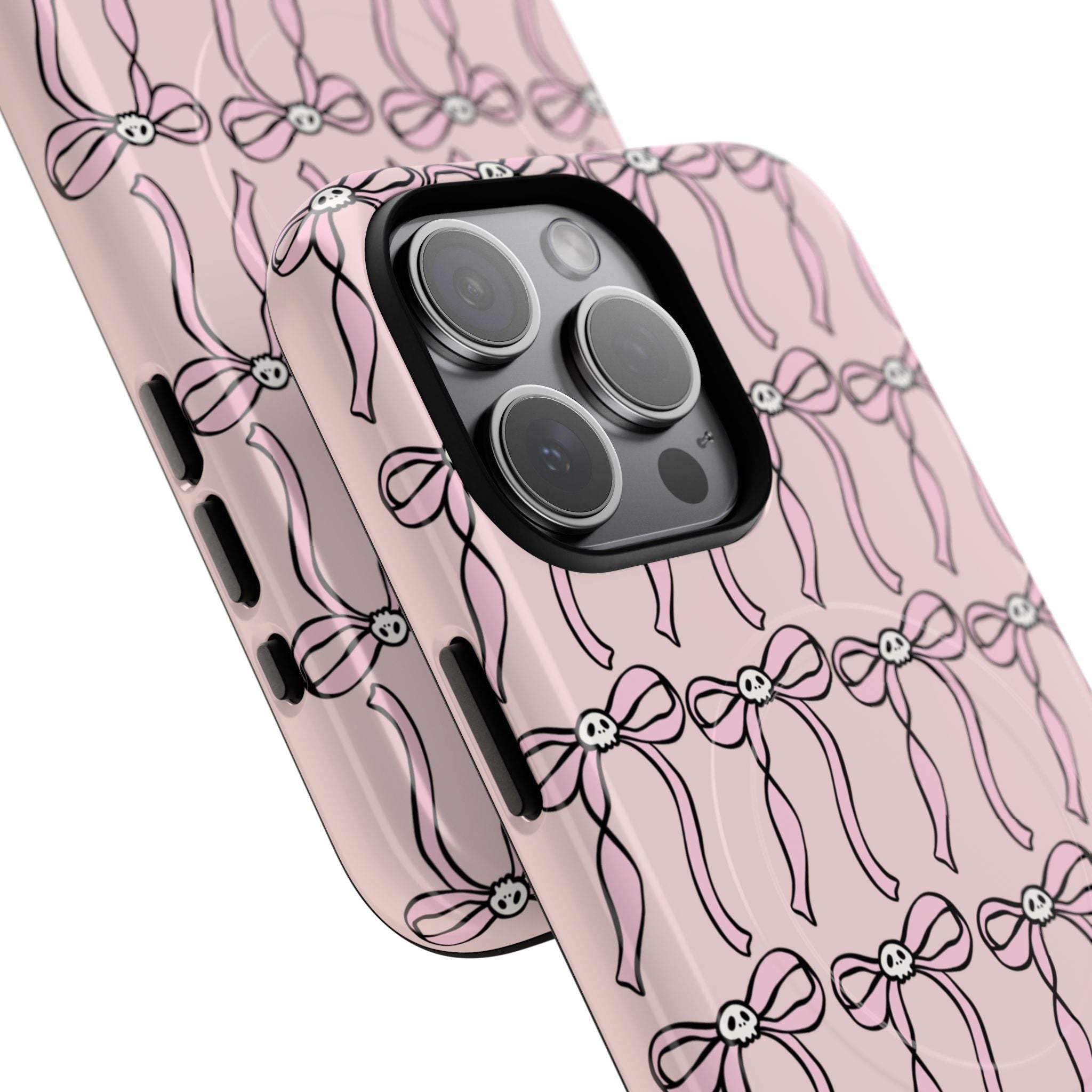 Magnetic Phone Case | Pink Skull Bows