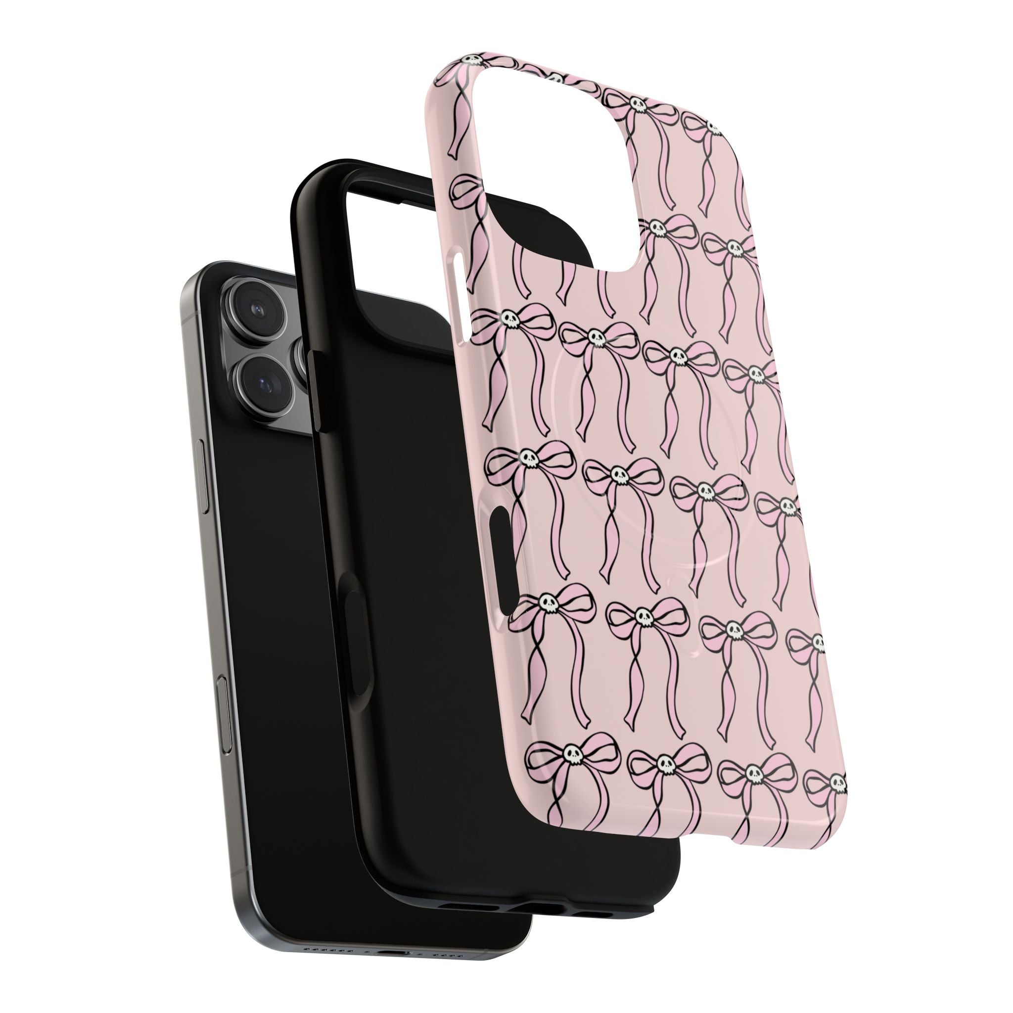 Magnetic Phone Case | Pink Skull Bows