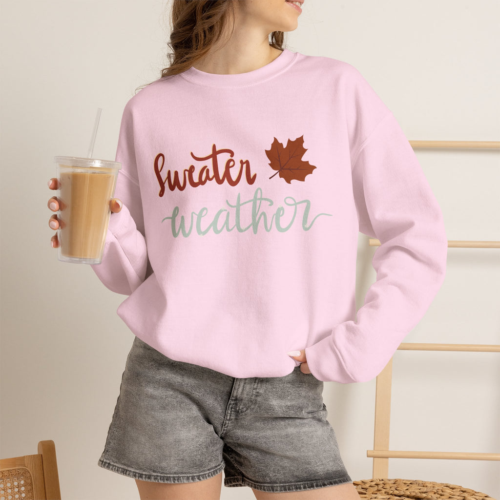 Sweater Weather Crewneck Sweatshirt | Autumn Leaf Cozy Pullover