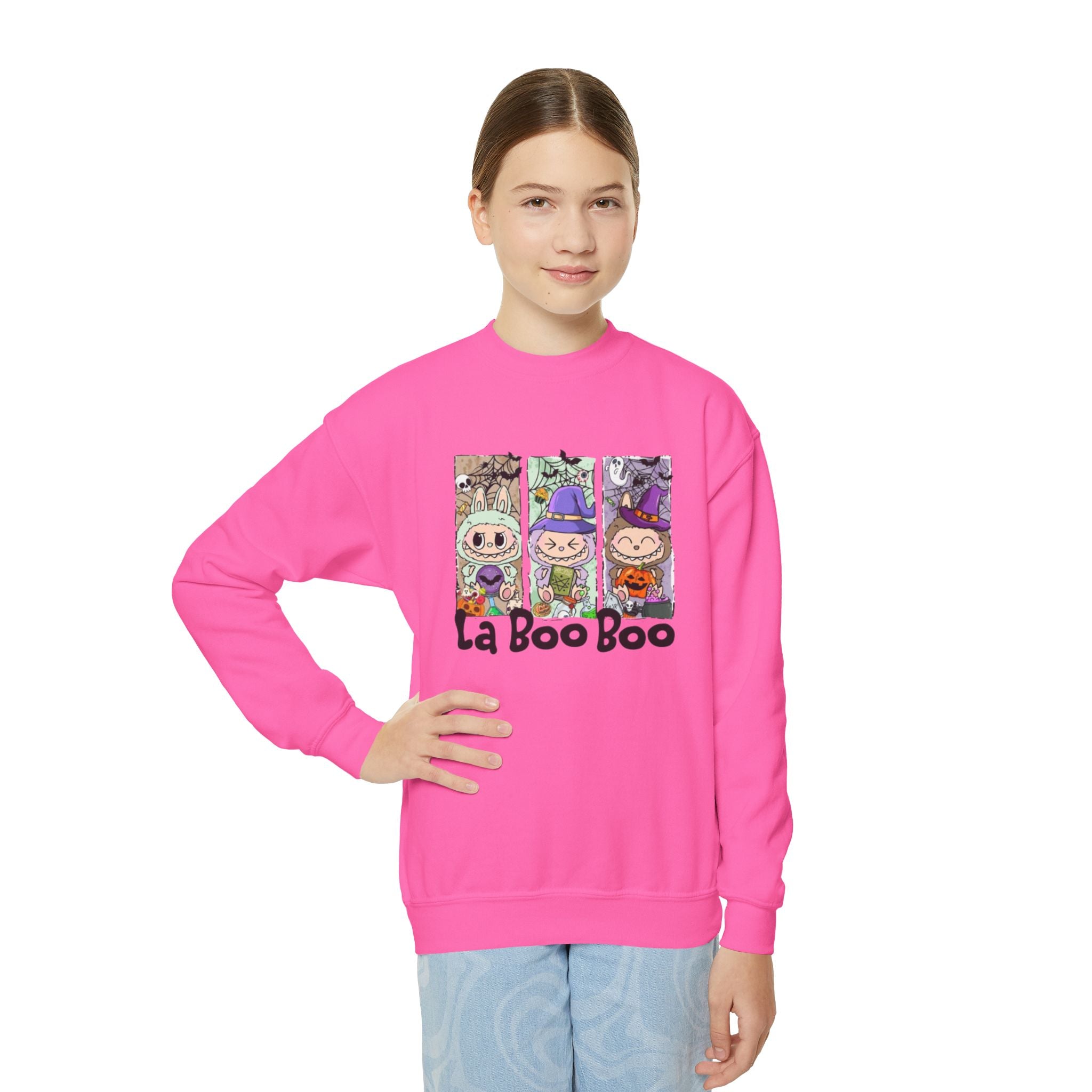 YOUTH Halloween Crewneck | "La Boo Boo" Cute Trick-or-Treat Kids Sweatshirt