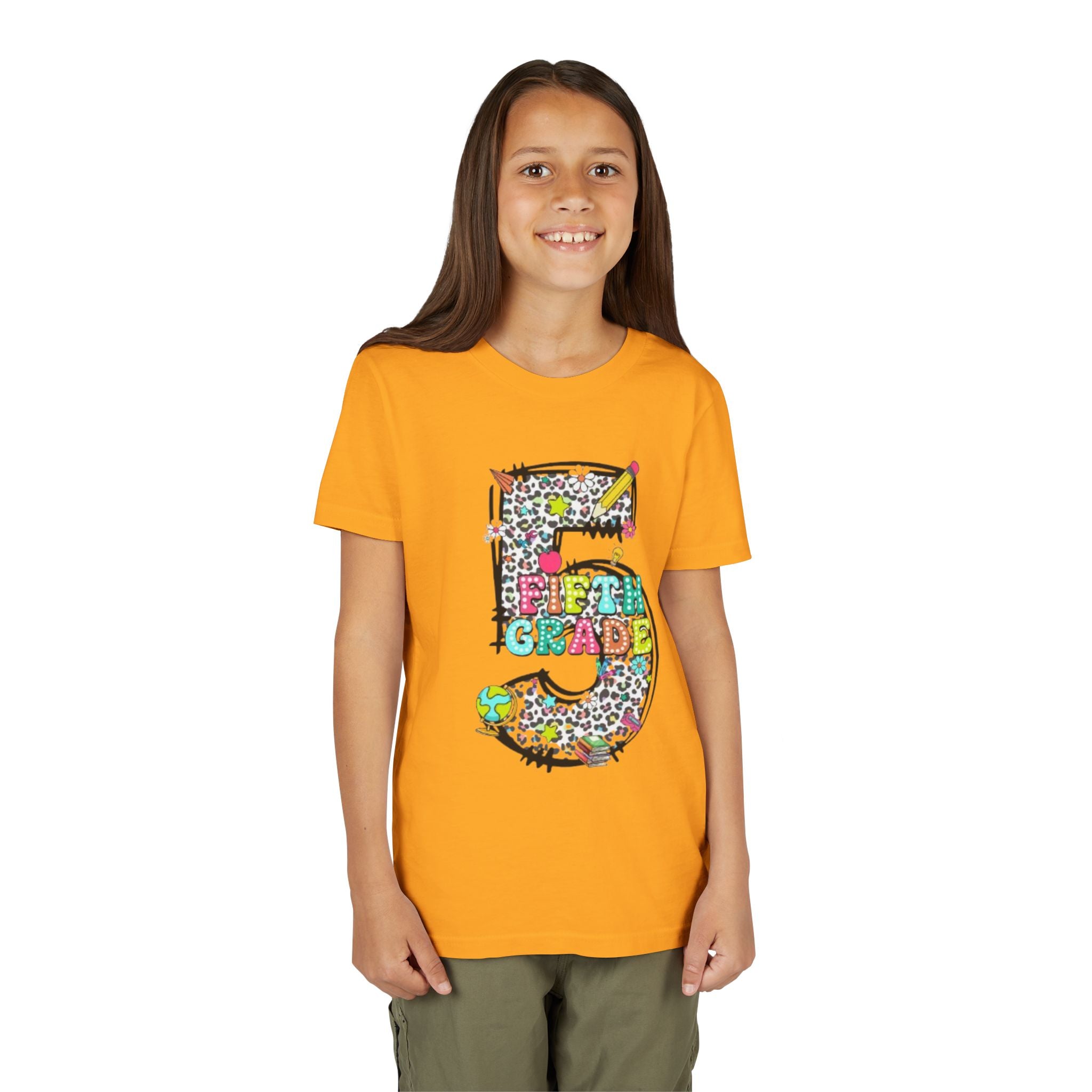 5th Grade Kids Shirt | Colorful Leopard Number 5 Back-to-School Tee