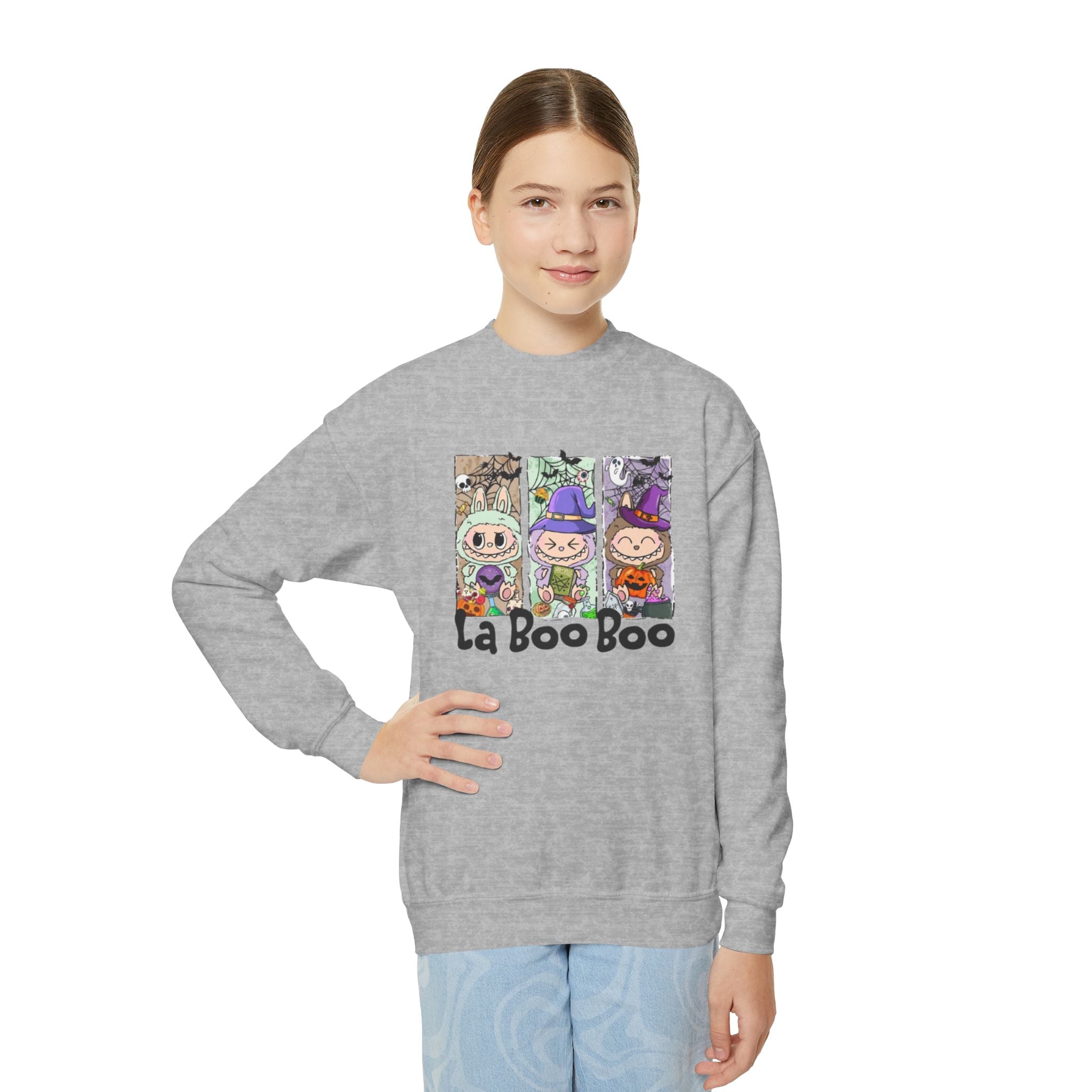 YOUTH Halloween Crewneck | "La Boo Boo" Cute Trick-or-Treat Kids Sweatshirt