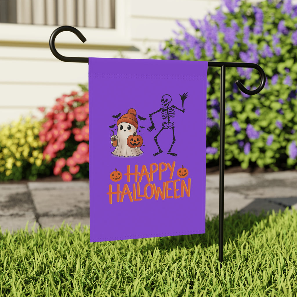 Garden Flag | Ghost & Skeleton Happy Halloween