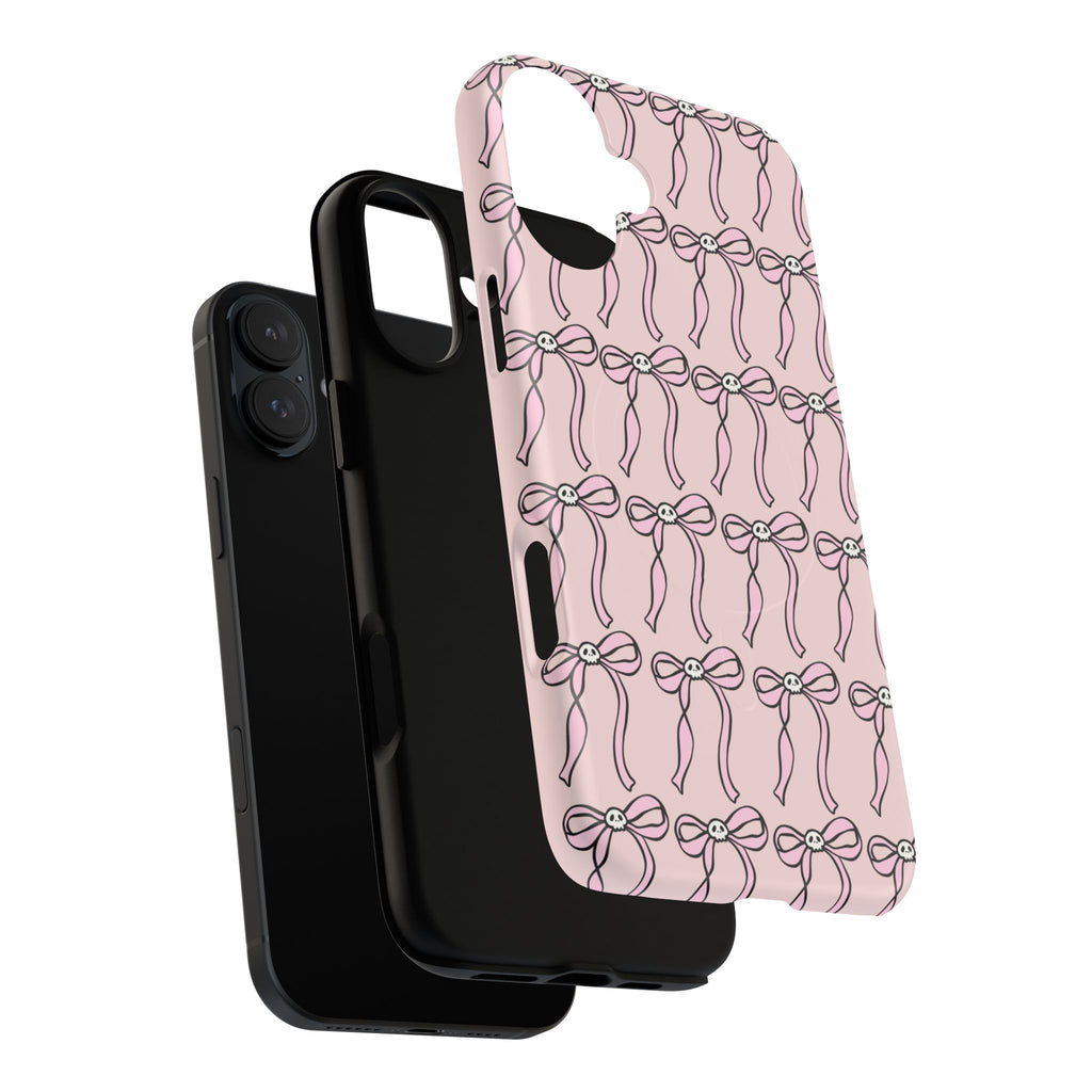 Magnetic Phone Case | Pink Skull Bows