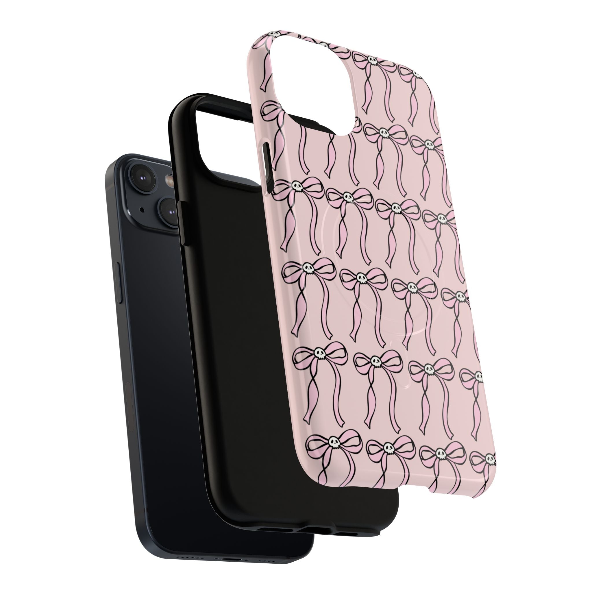 Magnetic Phone Case | Pink Skull Bows