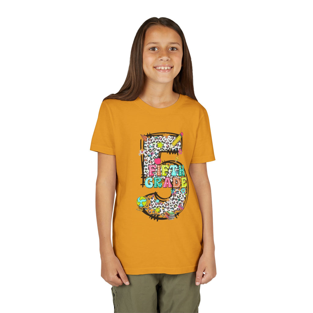 5th Grade Kids Shirt | Colorful Leopard Number 5 Back-to-School Tee
