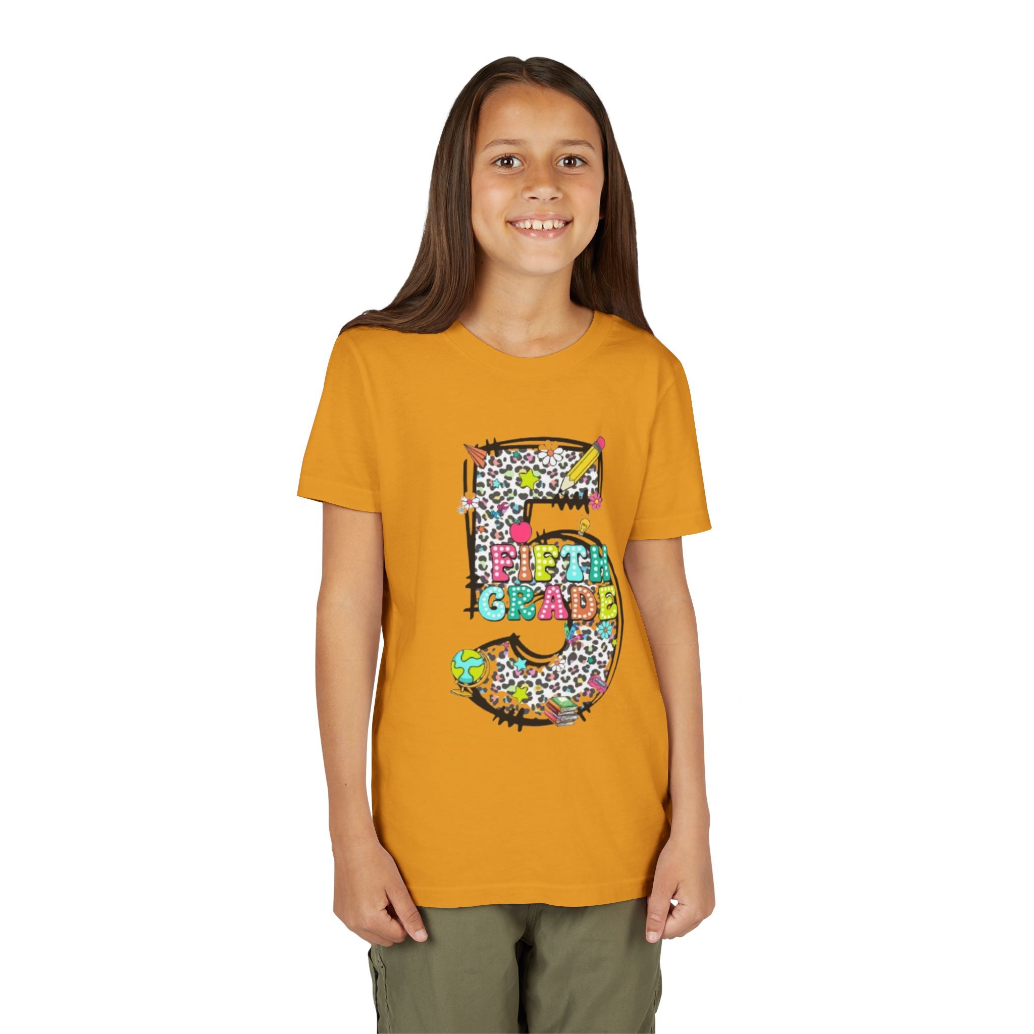 5th Grade Kids Shirt | Colorful Leopard Number 5 Back-to-School Tee