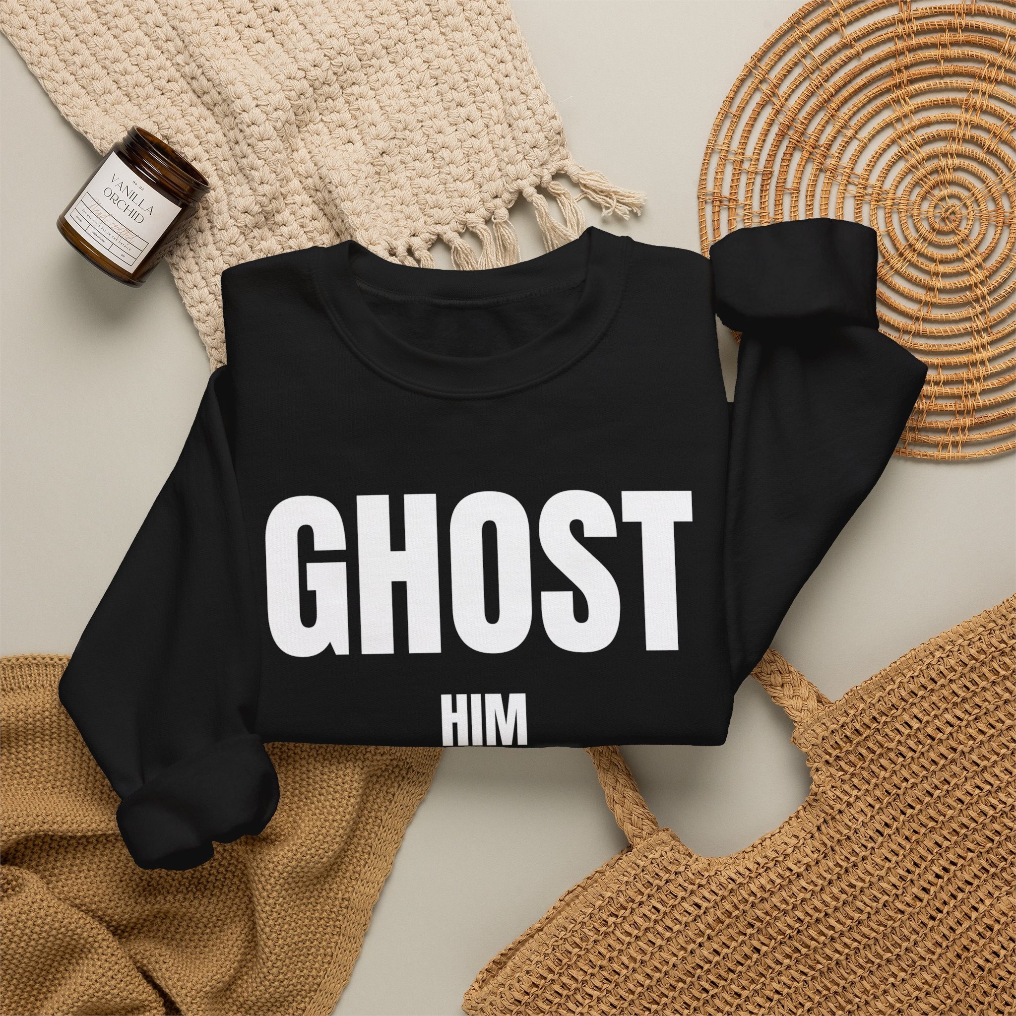 Ghost Him Crewneck Sweatshirt | Bold Halloween/Graphic