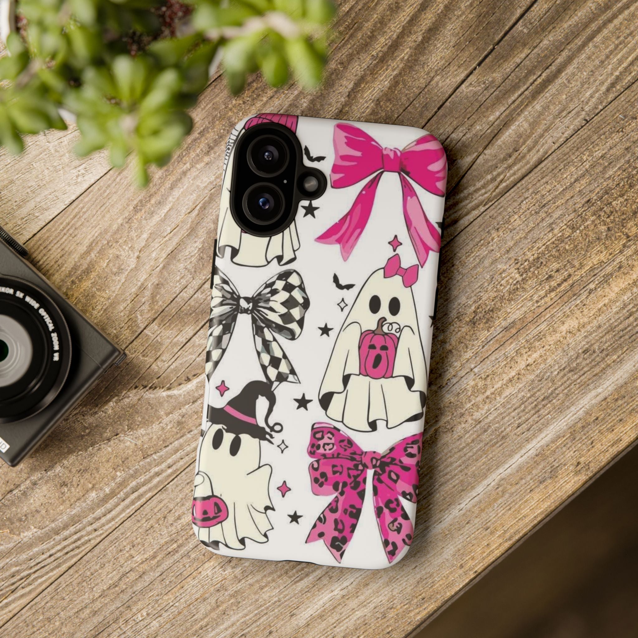 Phone Case | Cute Pink Ghosts & Bows Halloween Pattern