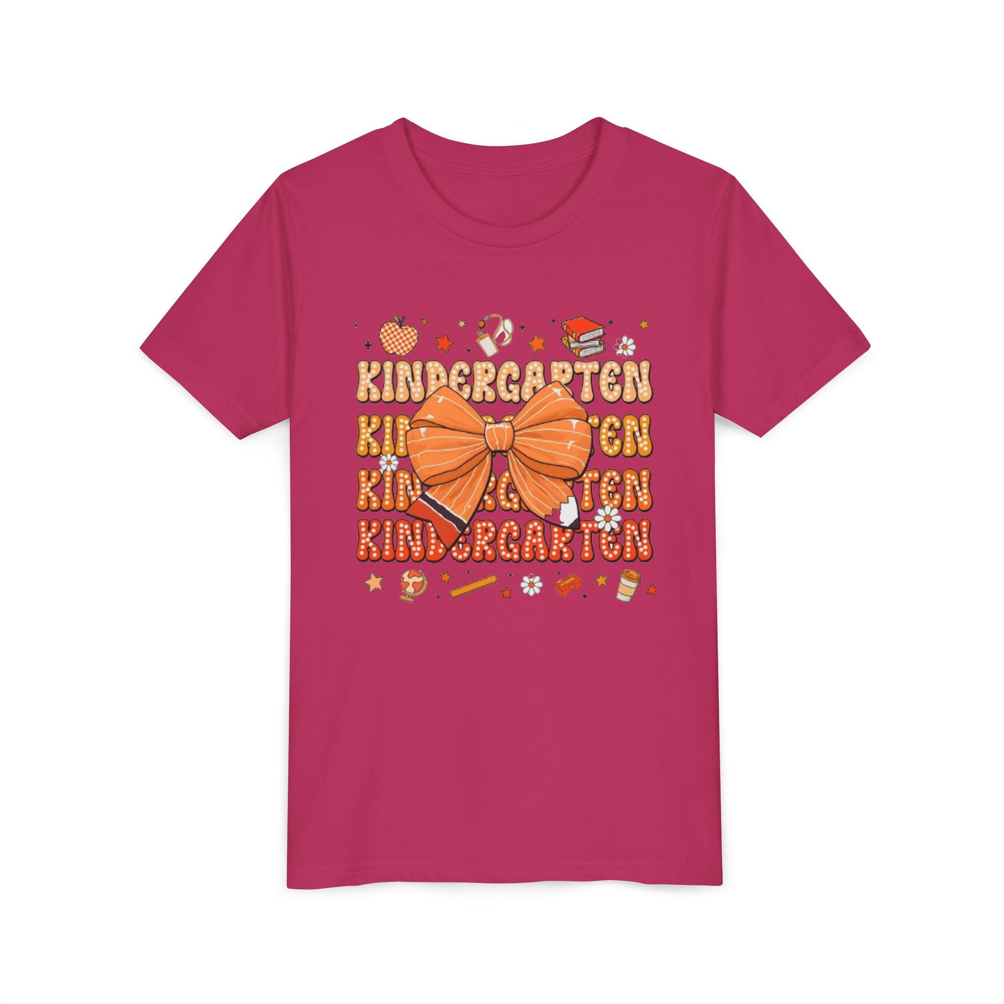 Kindergarten Youth T‑Shirt | Back-to-School Orange Bow Design