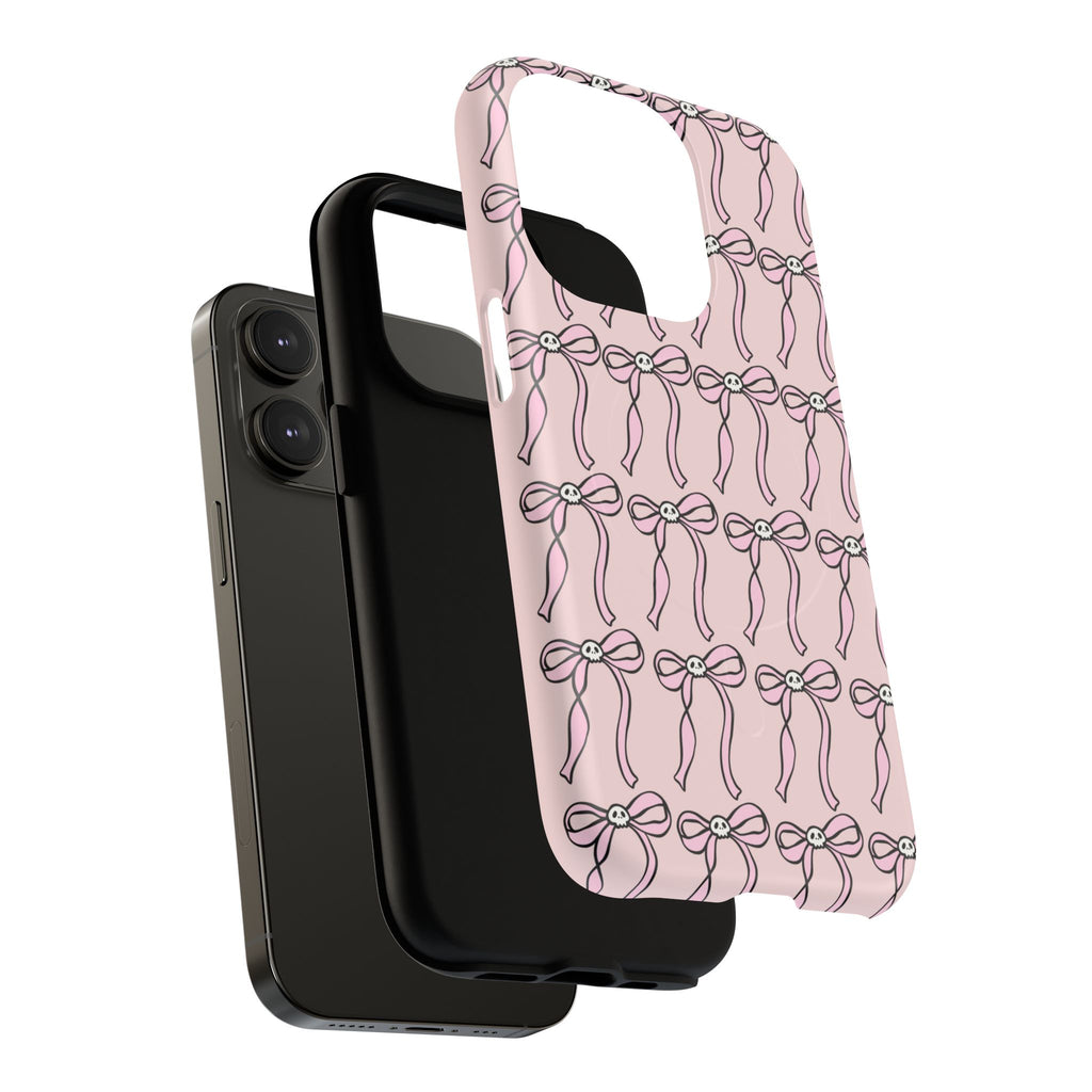 Magnetic Phone Case | Pink Skull Bows