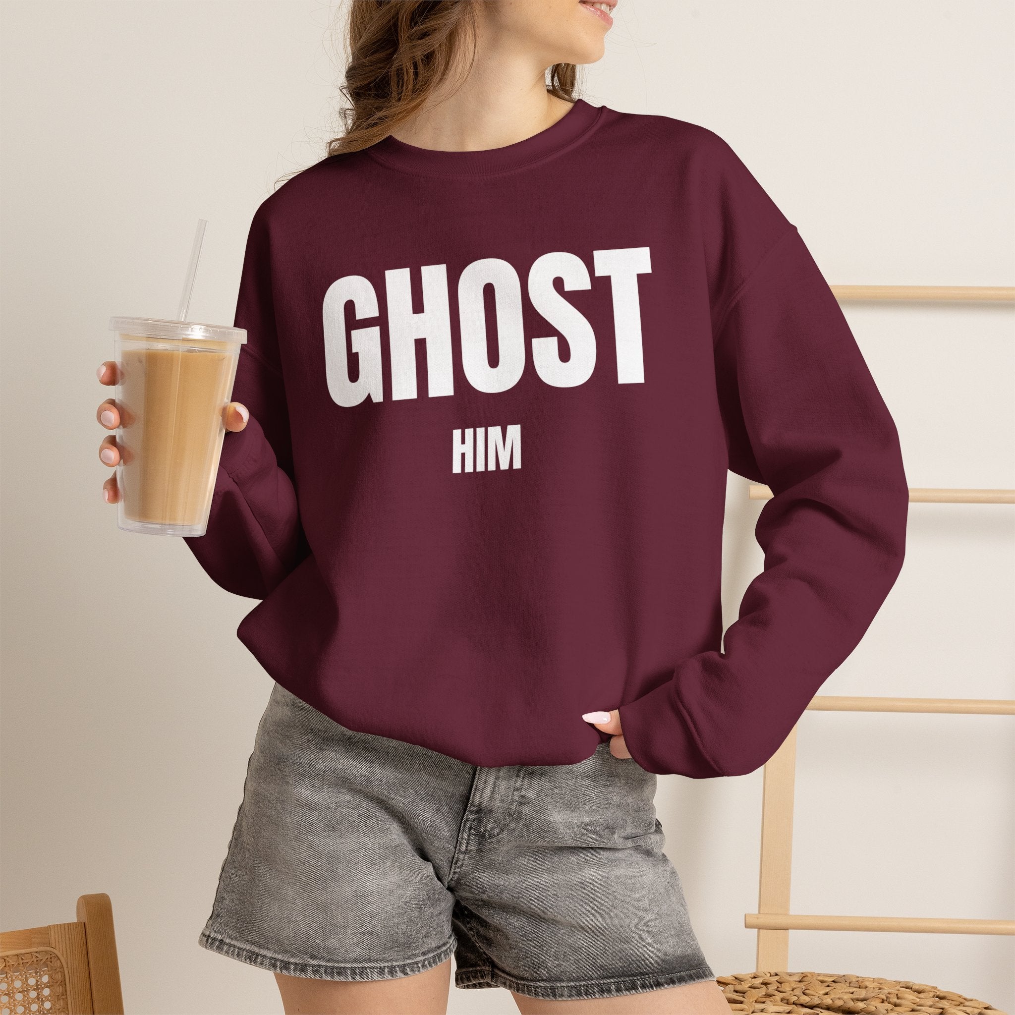 Ghost Him Crewneck Sweatshirt | Bold Halloween/Graphic