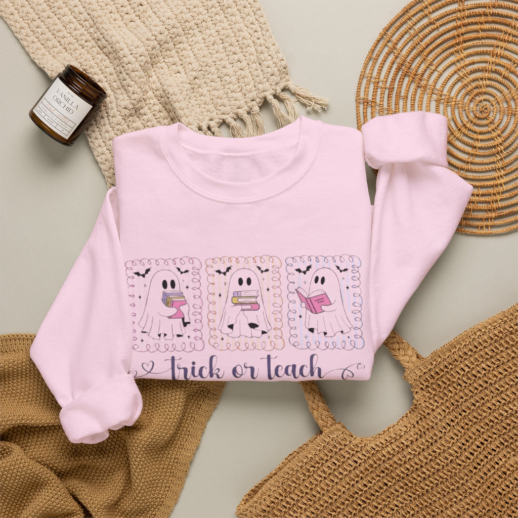 Halloween Crewneck Sweatshirt | Teacher "trick or teach" Graphic