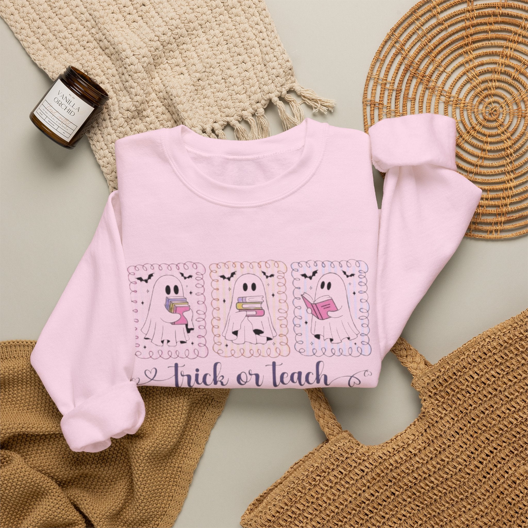 Halloween Crewneck Sweatshirt | Teacher "trick or teach" Graphic