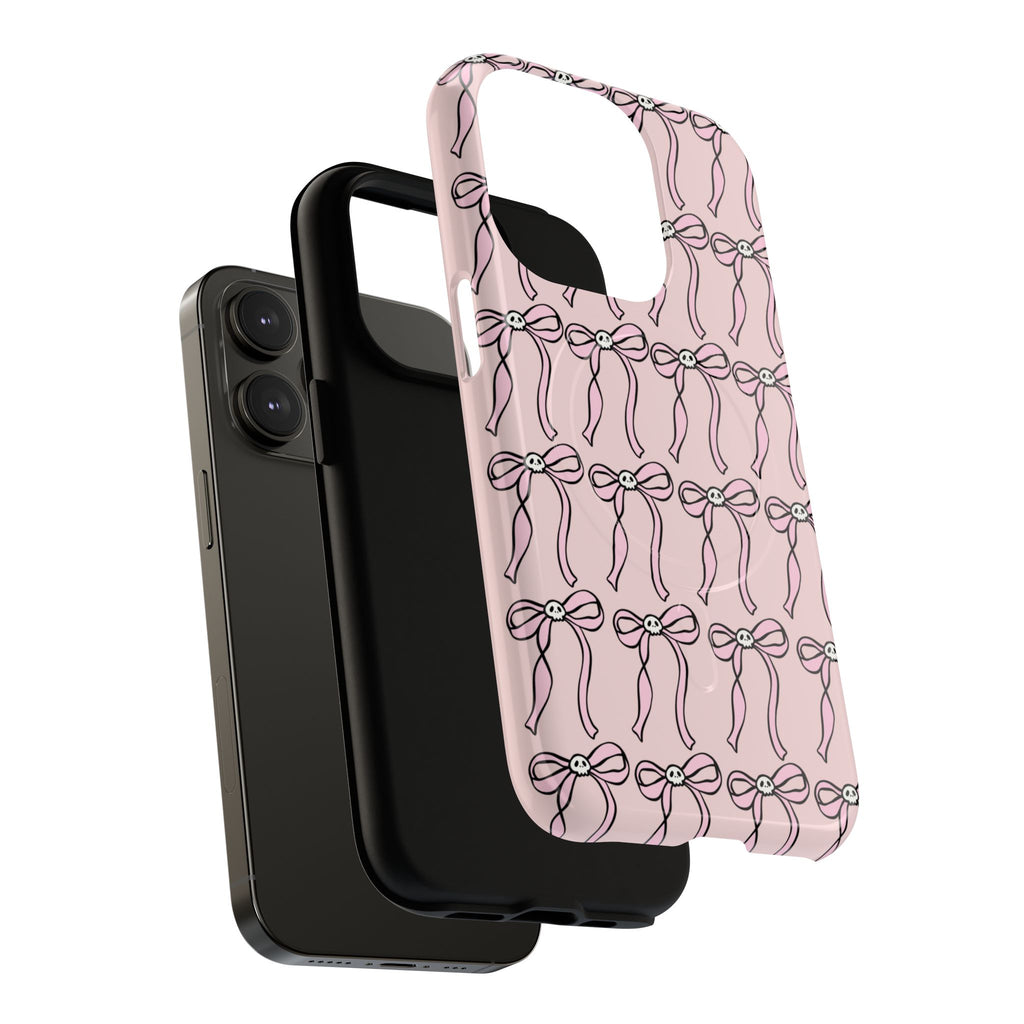 Magnetic Phone Case | Pink Skull Bows